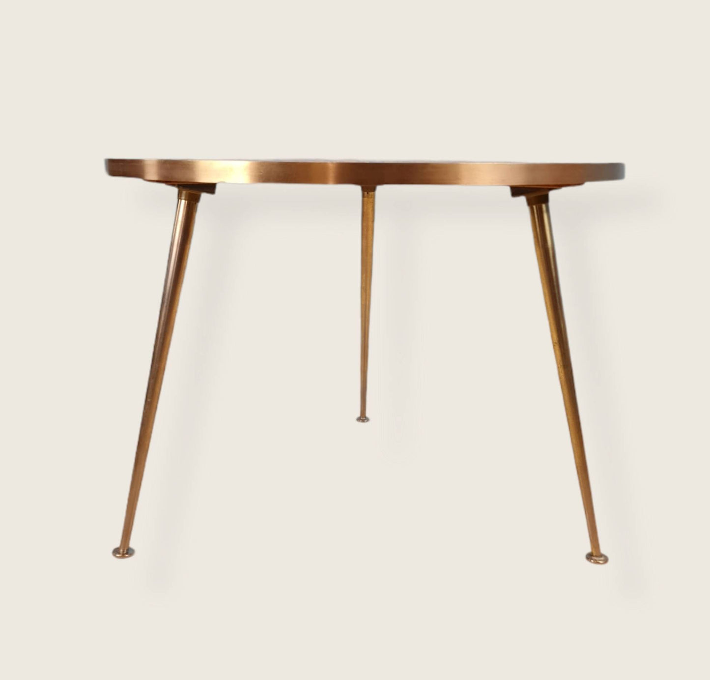 Unique Big round mosaic & solid brass couch table from the 50s by Berthold Müller