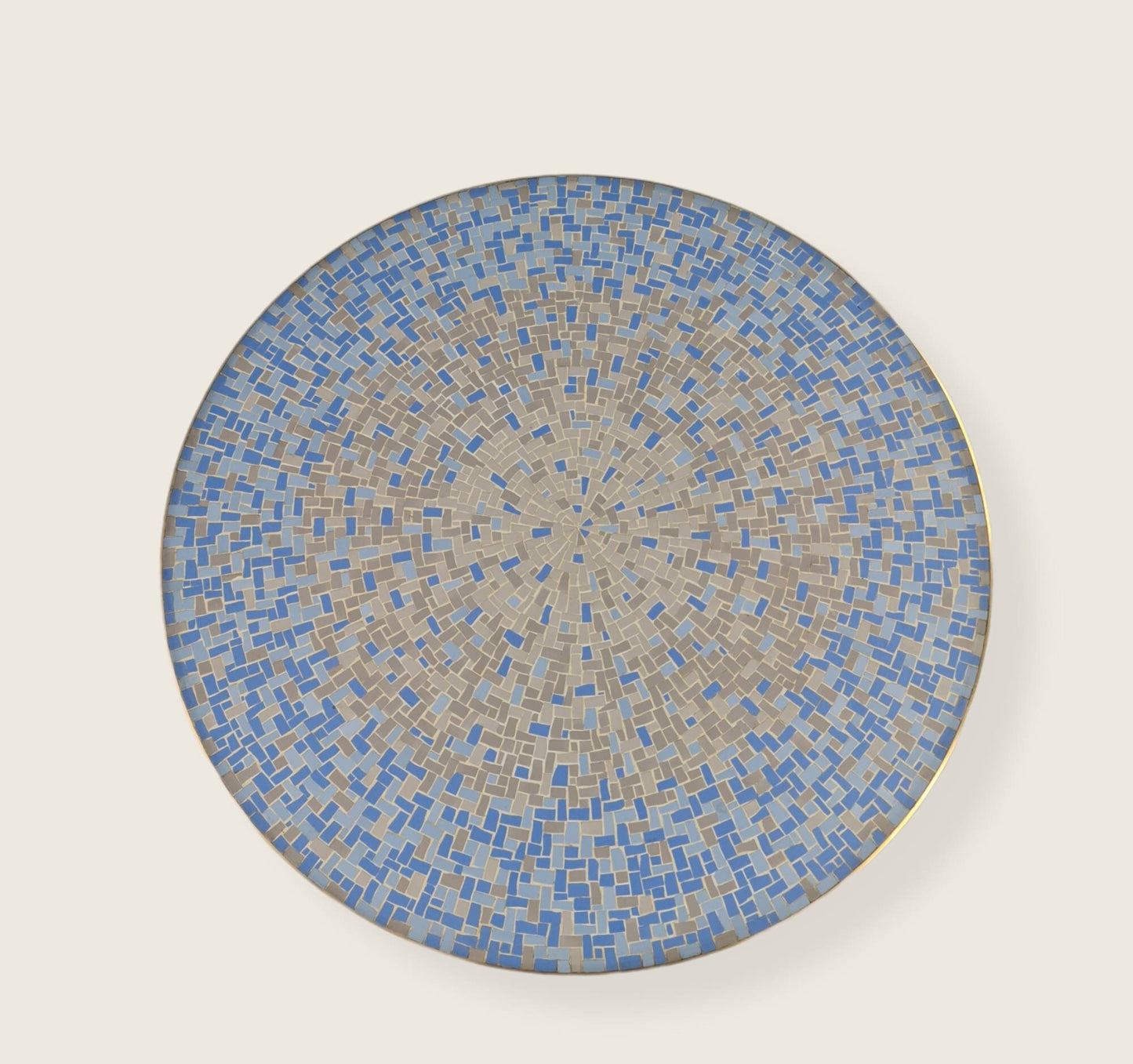 Unique Big round mosaic & solid brass couch table from the 50s by Berthold Müller