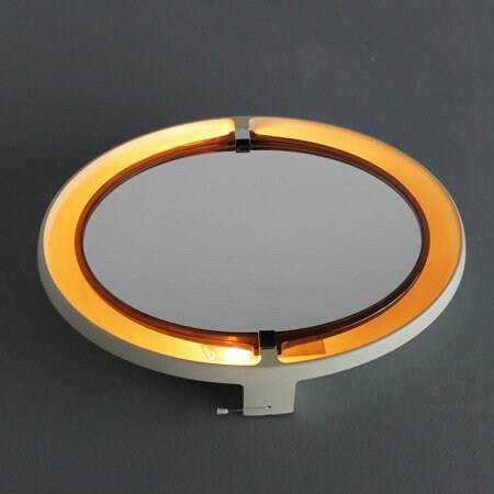 Allibert A136 vintage Mirror titiling Backlit space age design , france .1970s