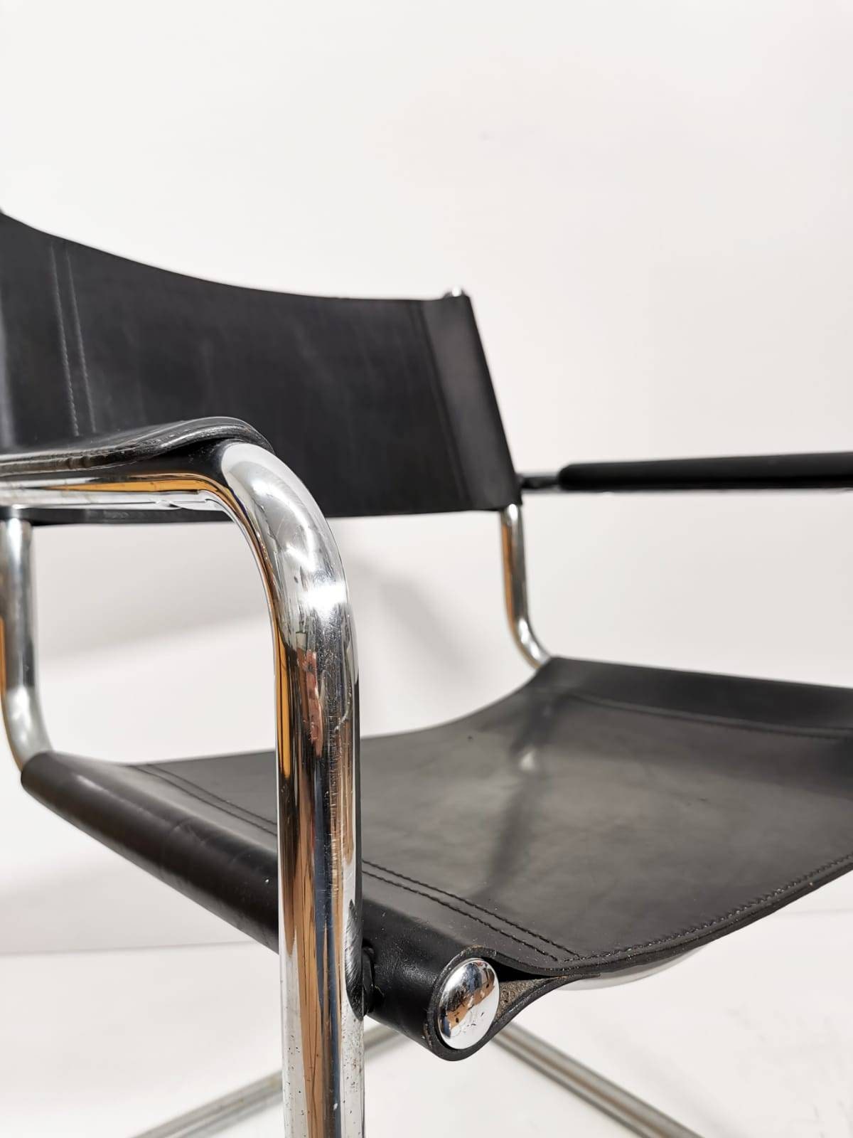 1 of 6 Black Model MG5 Centro Studi desk chair by Mart Stam & Marcel Breuer 1970s