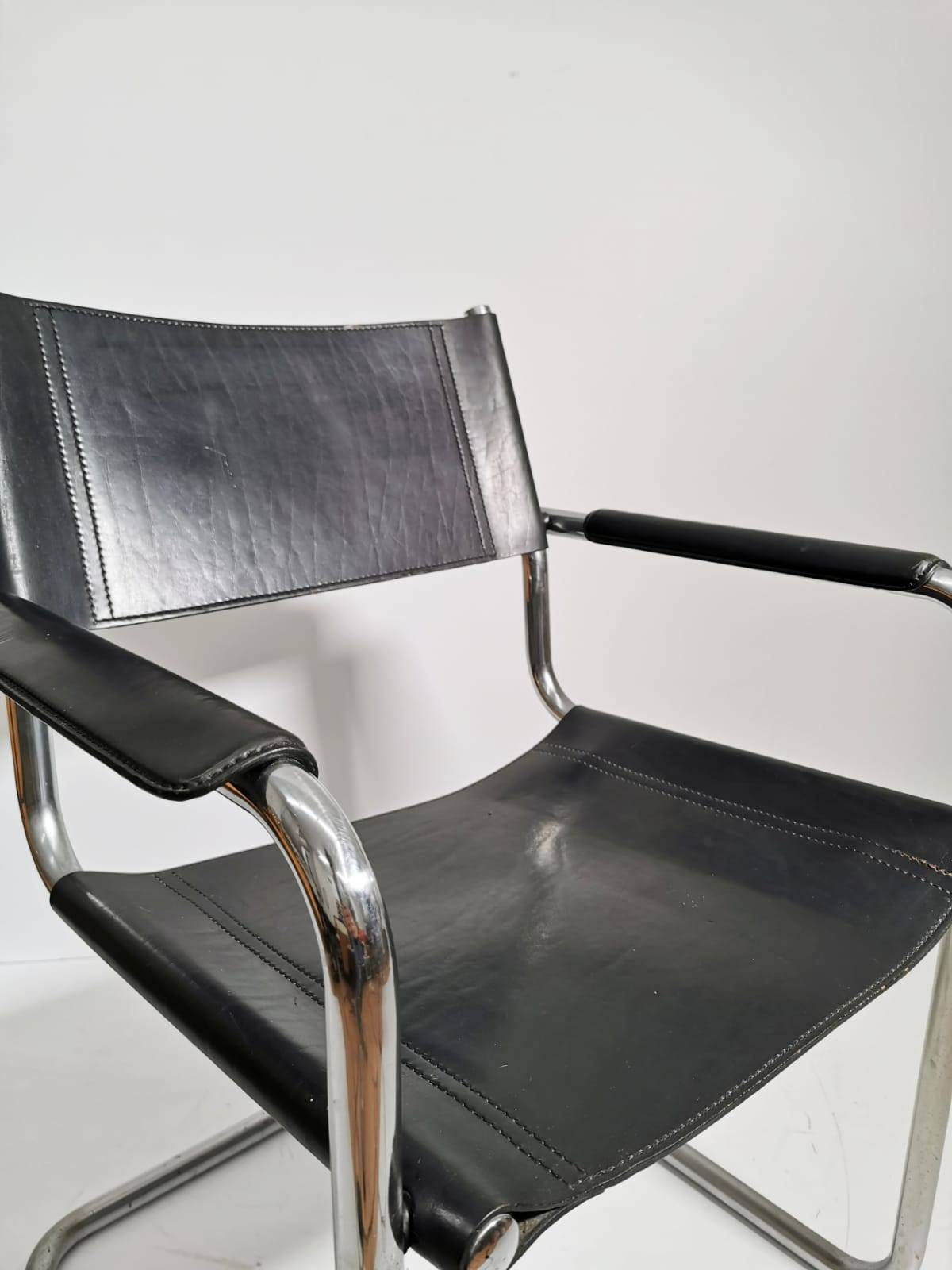 1 of 6 Black Model MG5 Centro Studi desk chair by Mart Stam & Marcel Breuer 1970s