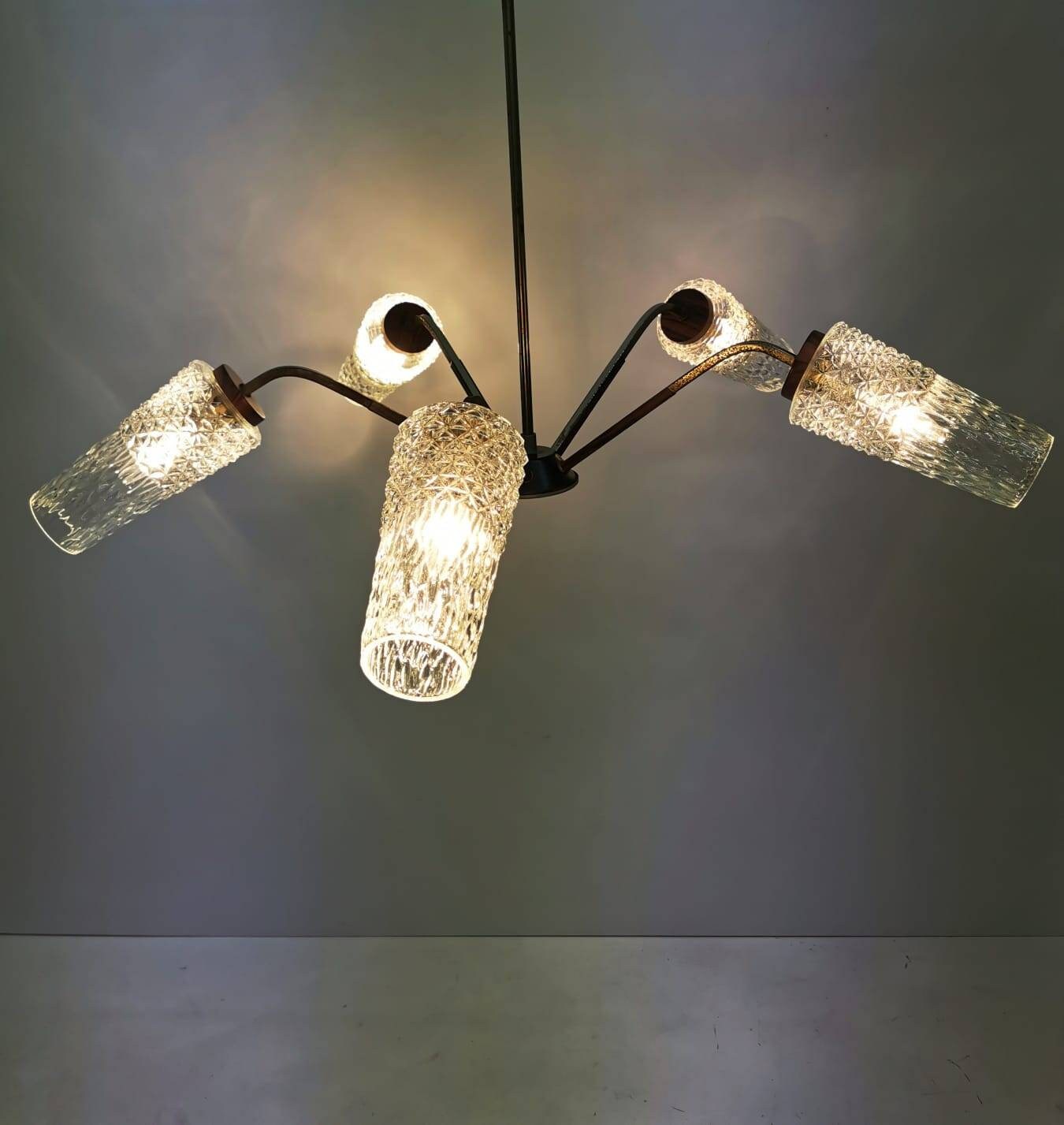 Beautiful large mid-century pendant lamp in Danish design from the 1960s.