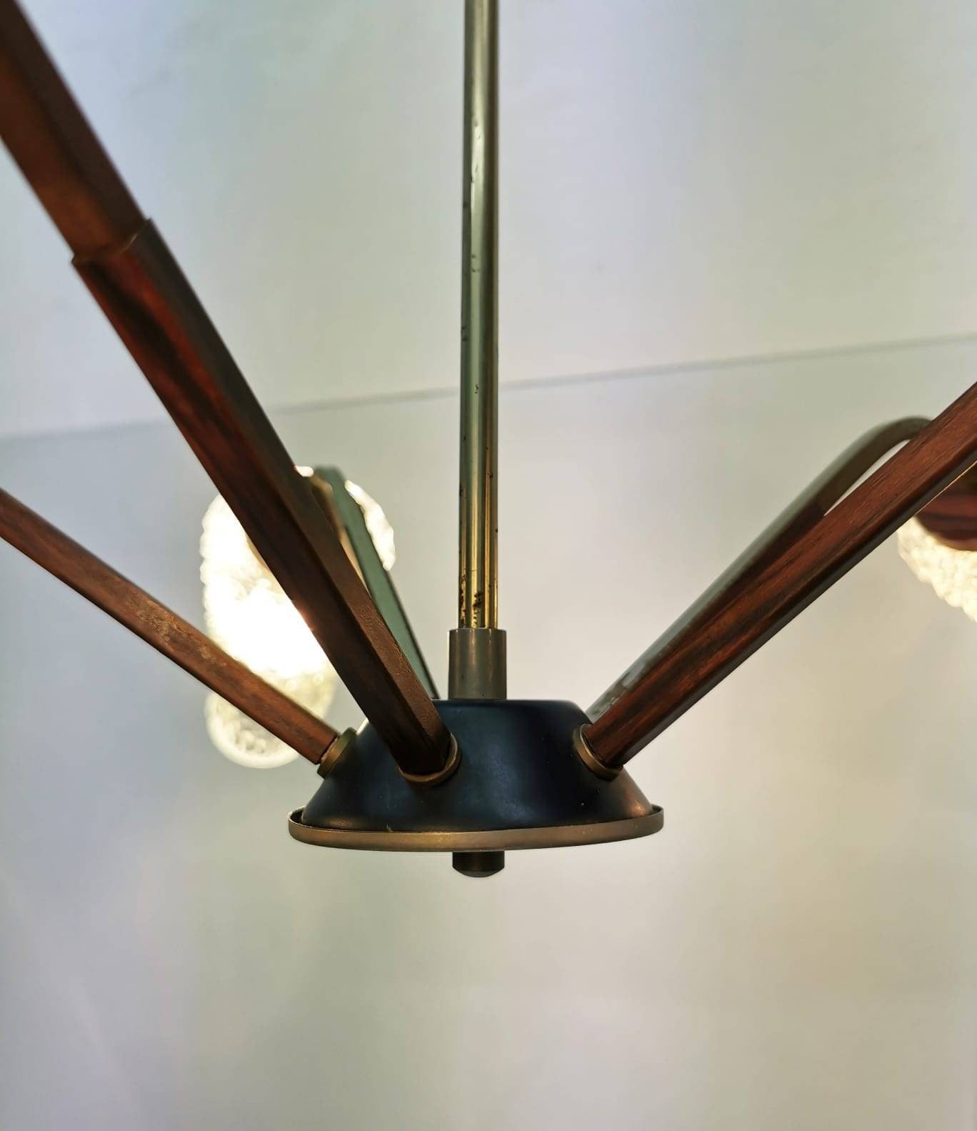 Beautiful large mid-century pendant lamp in Danish design from the 1960s.