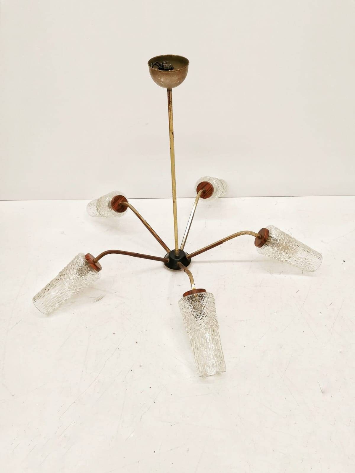 Beautiful large mid-century pendant lamp in Danish design from the 1960s.