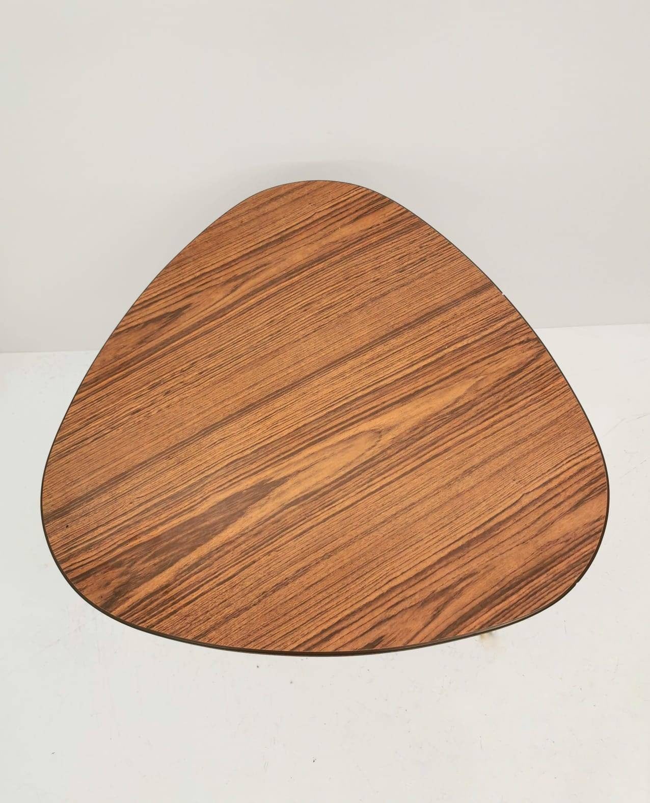 vintage wooden top west German coffee table boho mid century modern 1960s