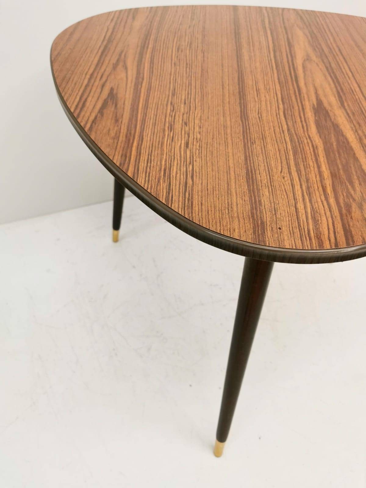 vintage wooden top west German coffee table boho mid century modern 1960s