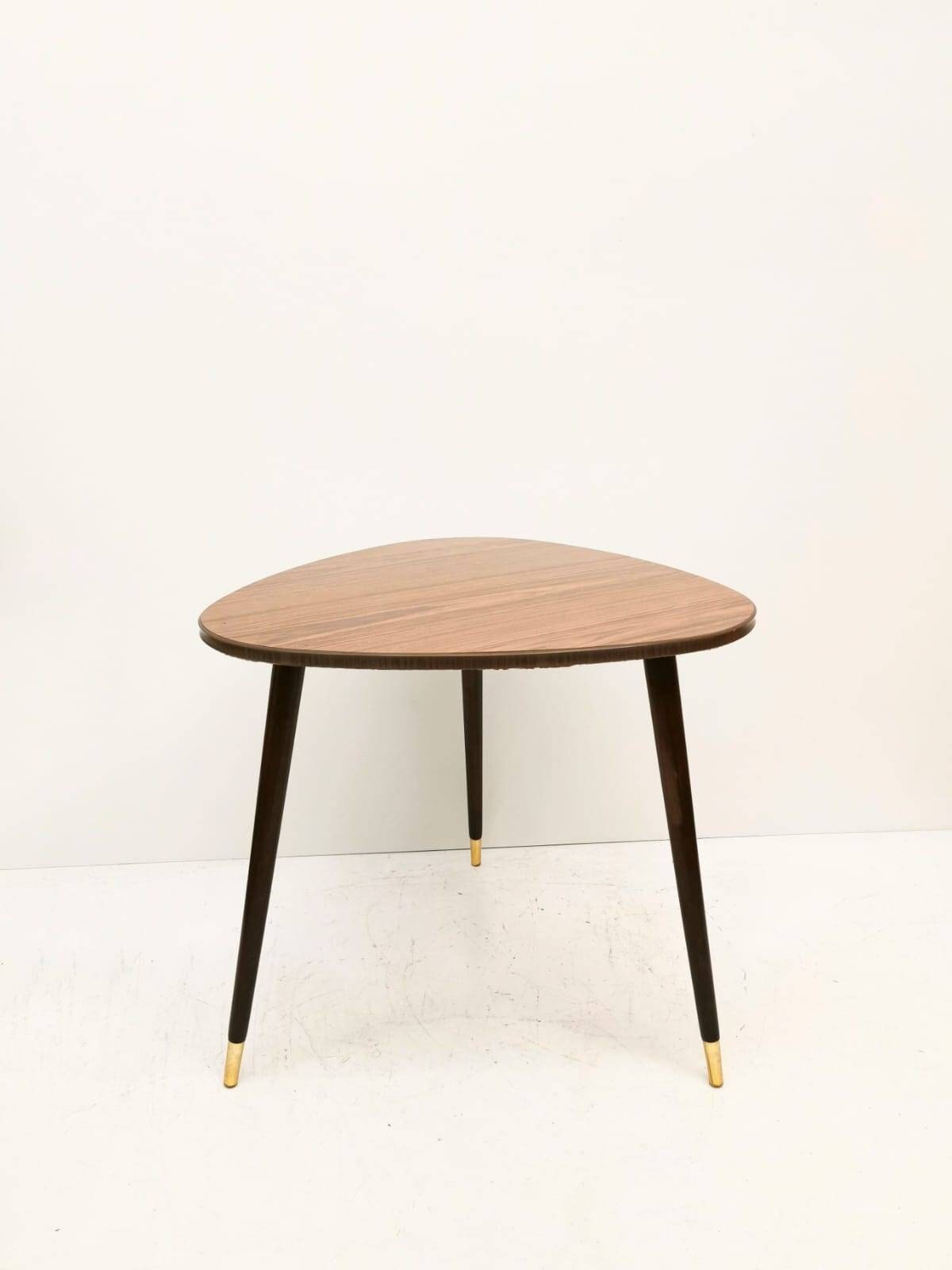 vintage wooden top west German coffee table boho mid century modern 1960s