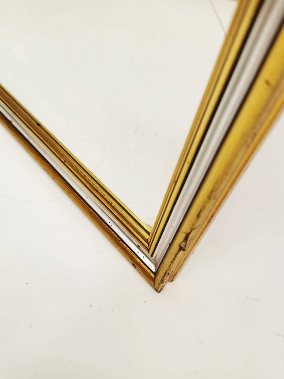 Mid-Century Vintage Gold & Silver Line Wall Mirror Italy 1960s
