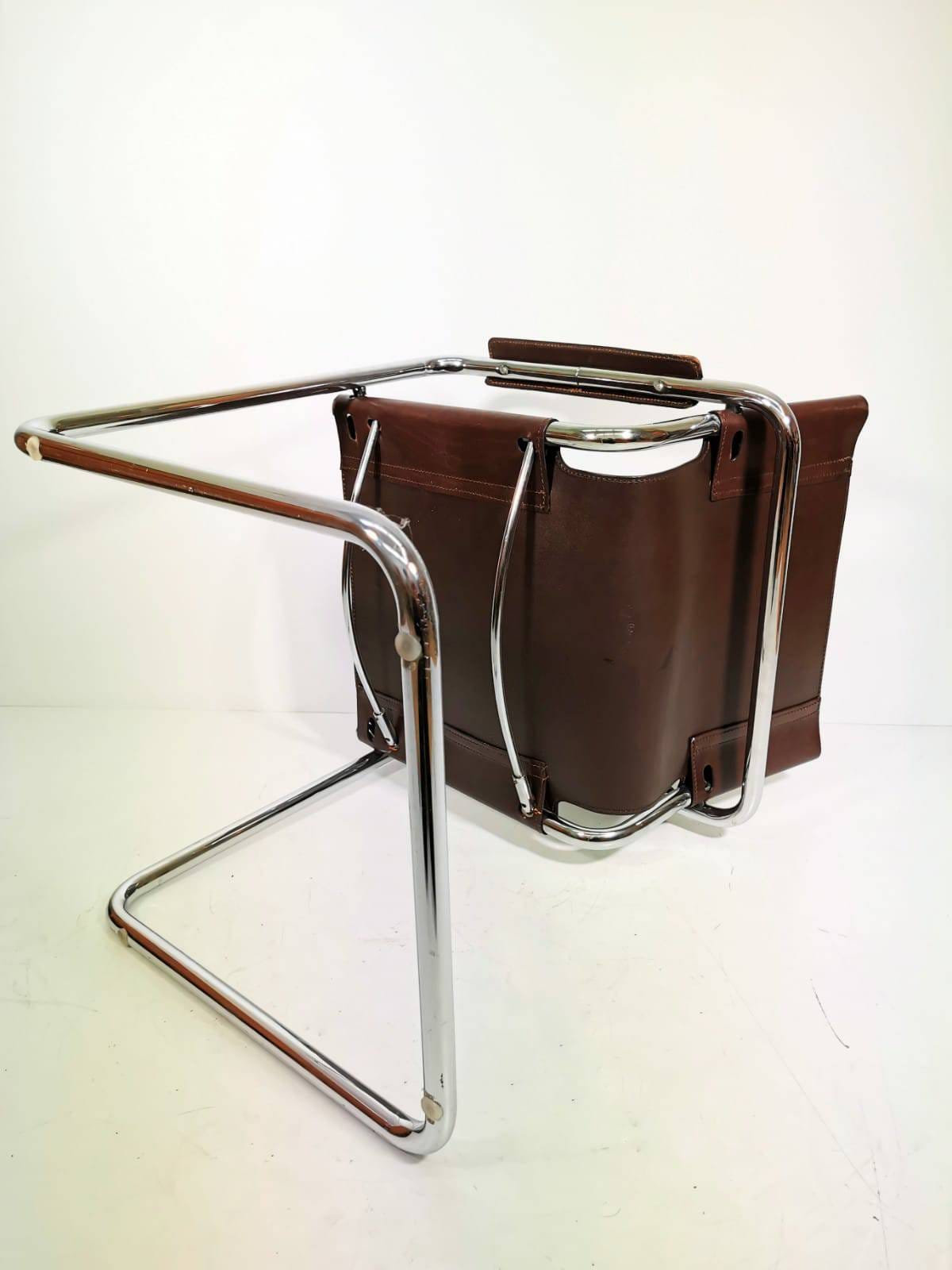 1 of 4 Matteo Grassi visitor chair in brown leather 1970s