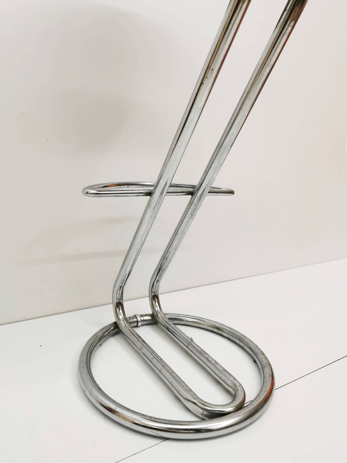 Mid-Century Modern Leather and Chrome Bar Stool 1980s Italy