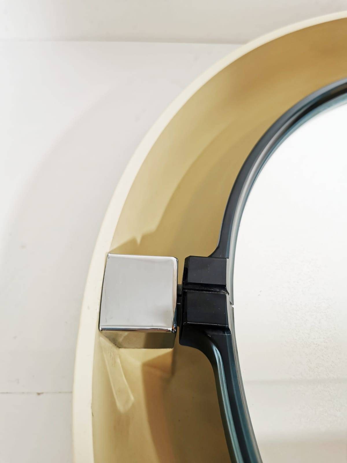 Allibert vintage backlit blue mirror titled A41 Space Age Design, wall mounted, France. 1970s