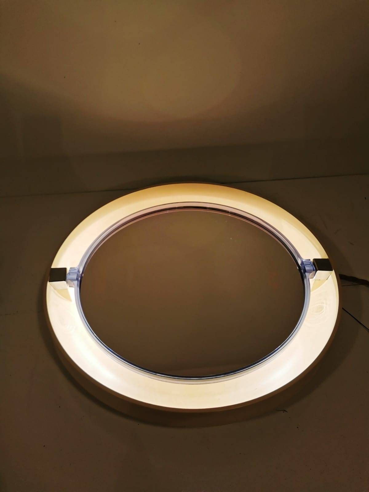 Allibert vintage backlit blue mirror titled A41 Space Age Design, wall mounted, France. 1970s