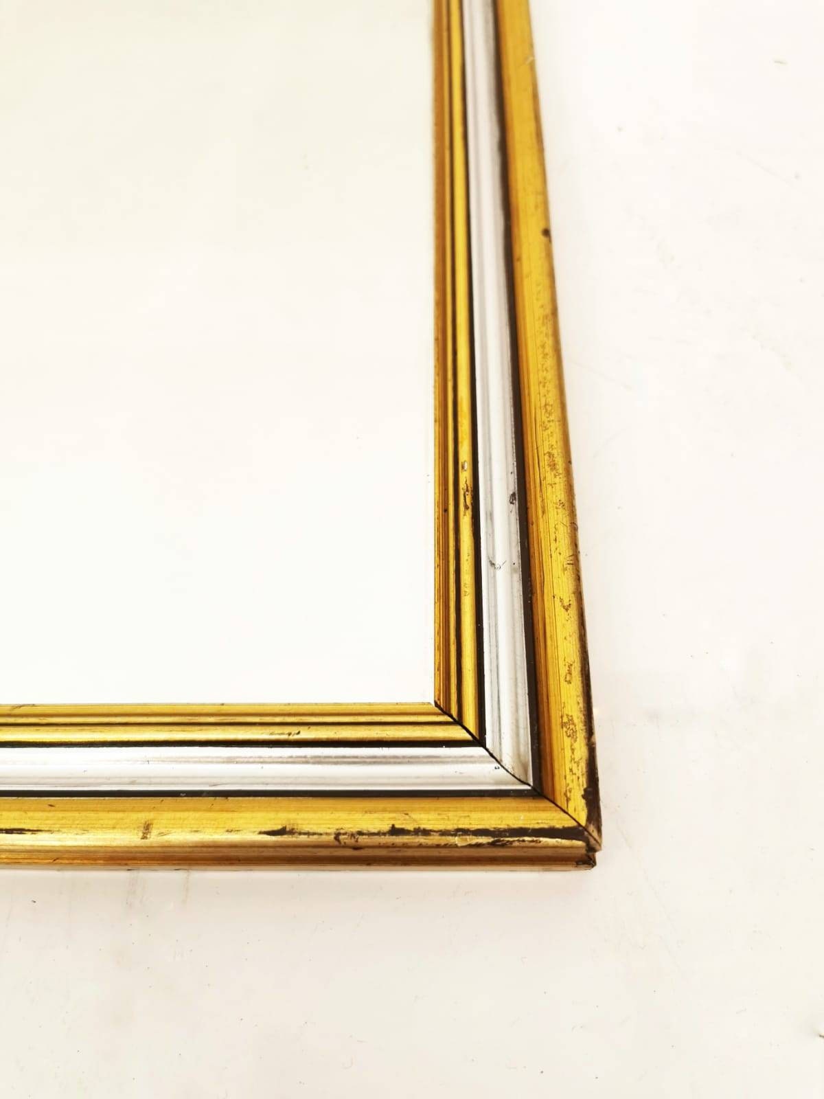Mid-Century Vintage Gold & Silver Line Wall Mirror Italy 1960s