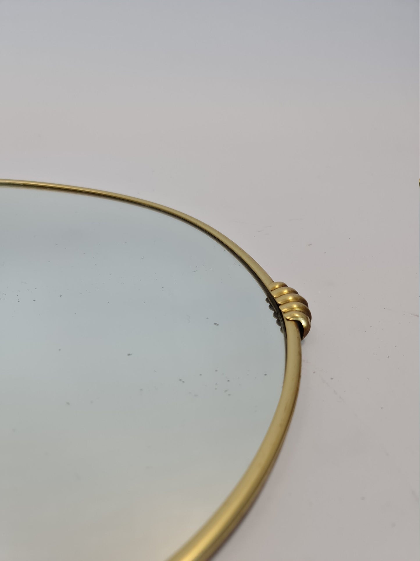 Mid Century asymmetric German brass Original kidney wall mirror from the 60s
