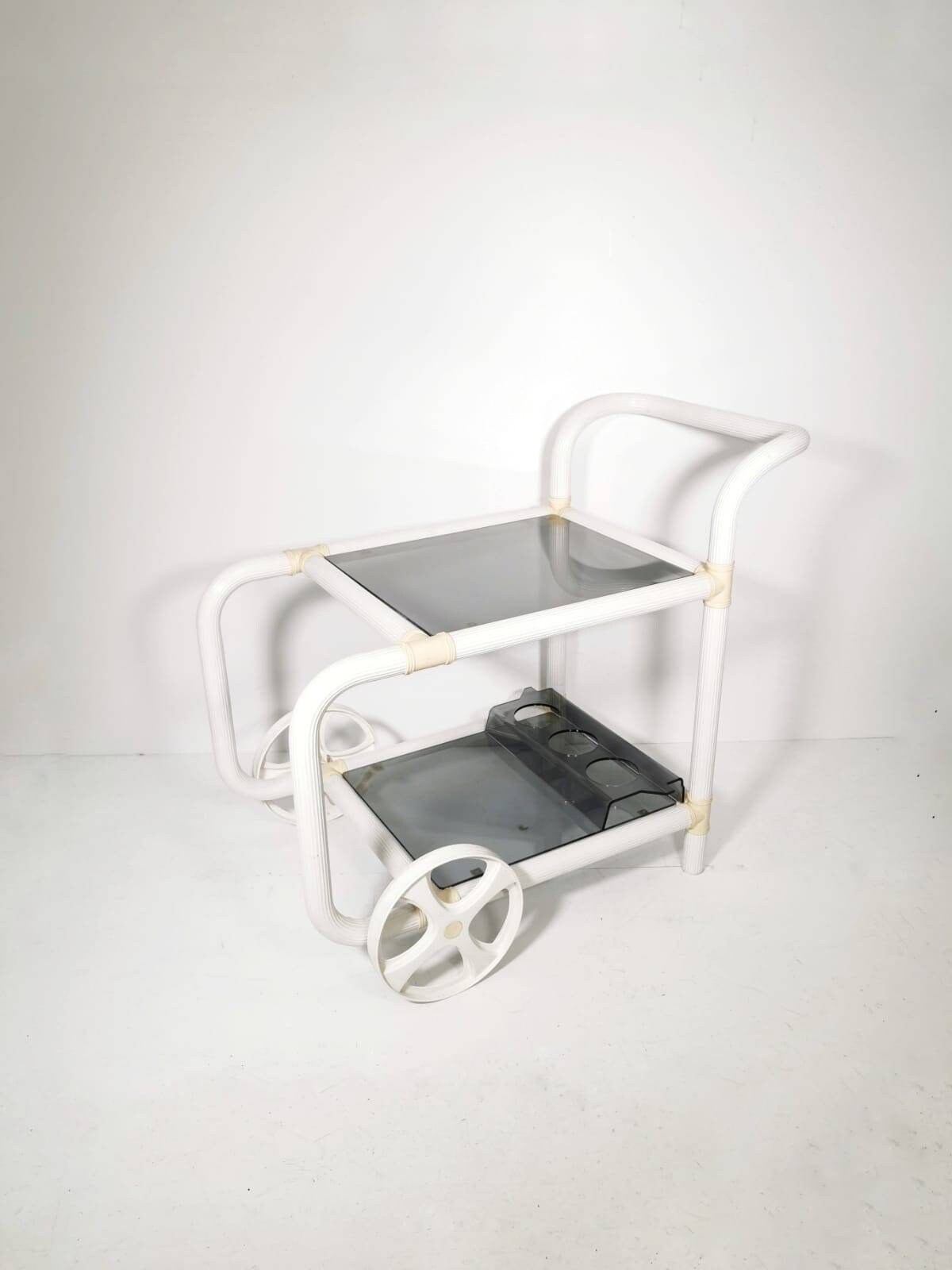 Space age design white serving cart - Trolly Bar 1980s