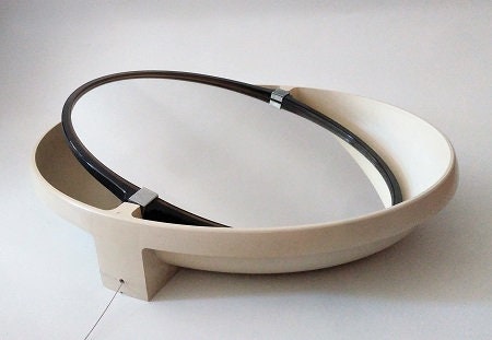 Allibert A136 vintage Mirror titiling Backlit space age design , france .1970s