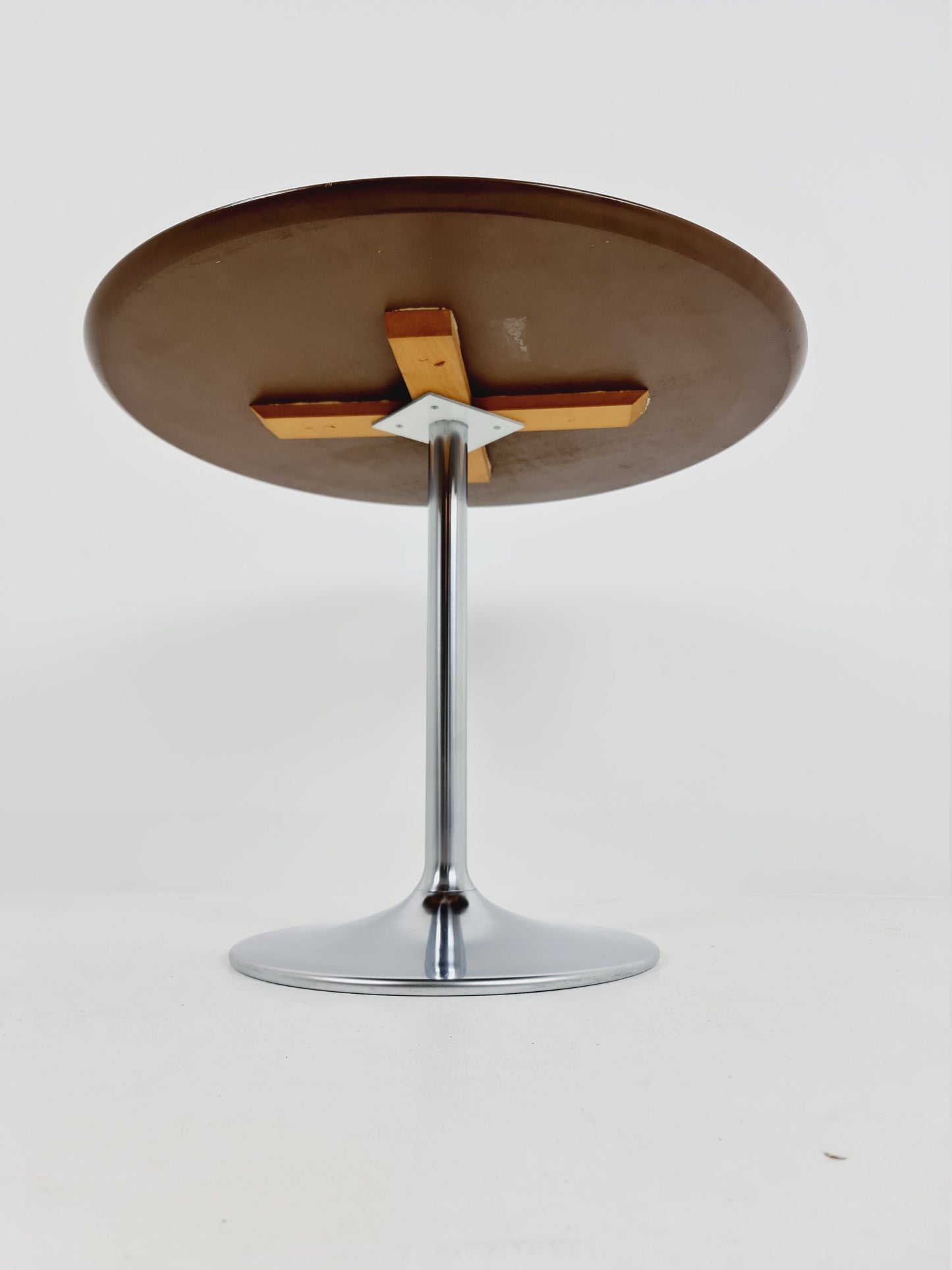 Space age vintage teak & chrome coffee table 1970s