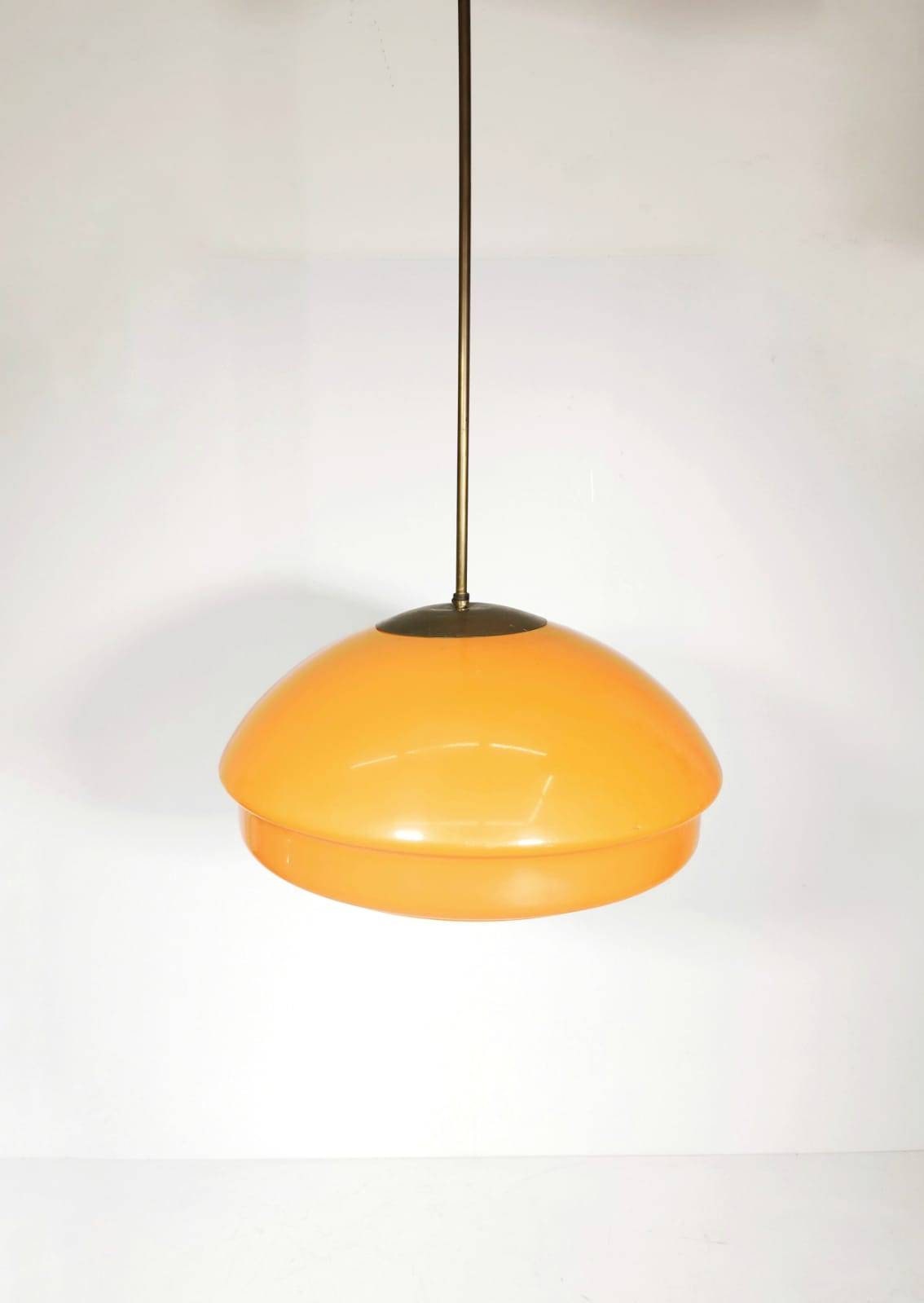 Harvey space age guzzini for meblo orange hanging lamp, 1960s