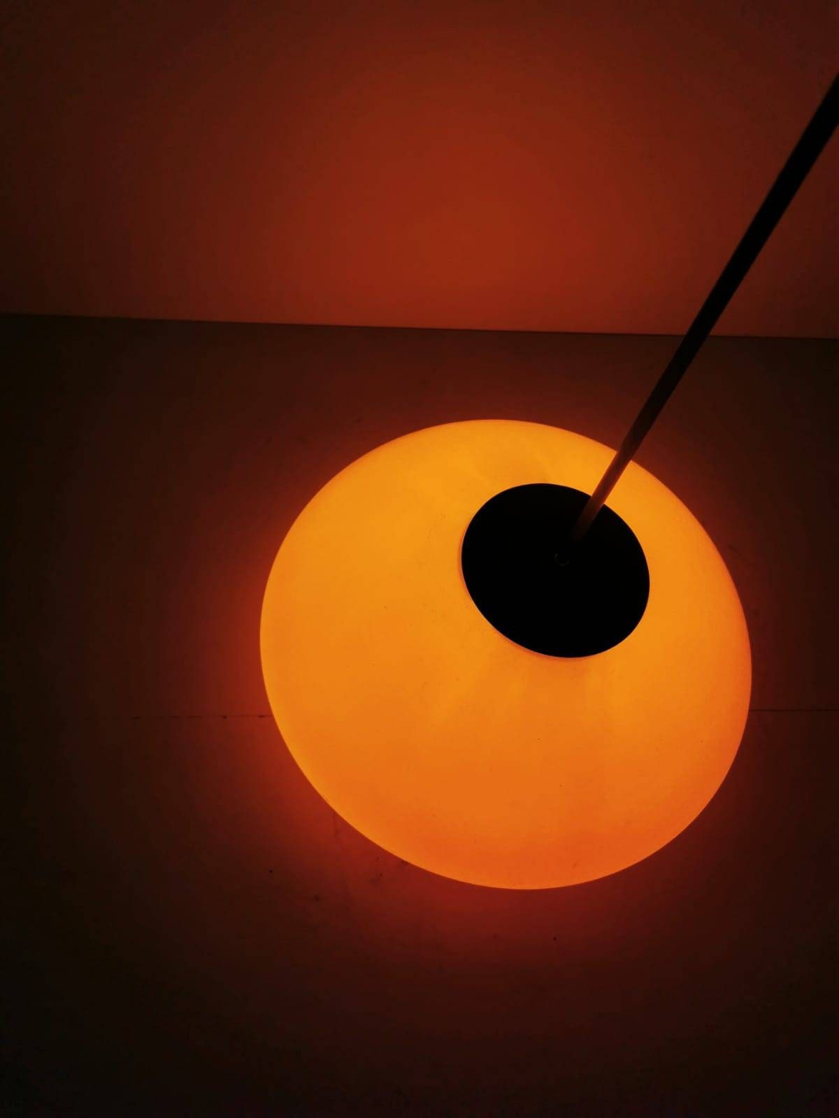 Harvey space age guzzini for meblo orange hanging lamp, 1960s