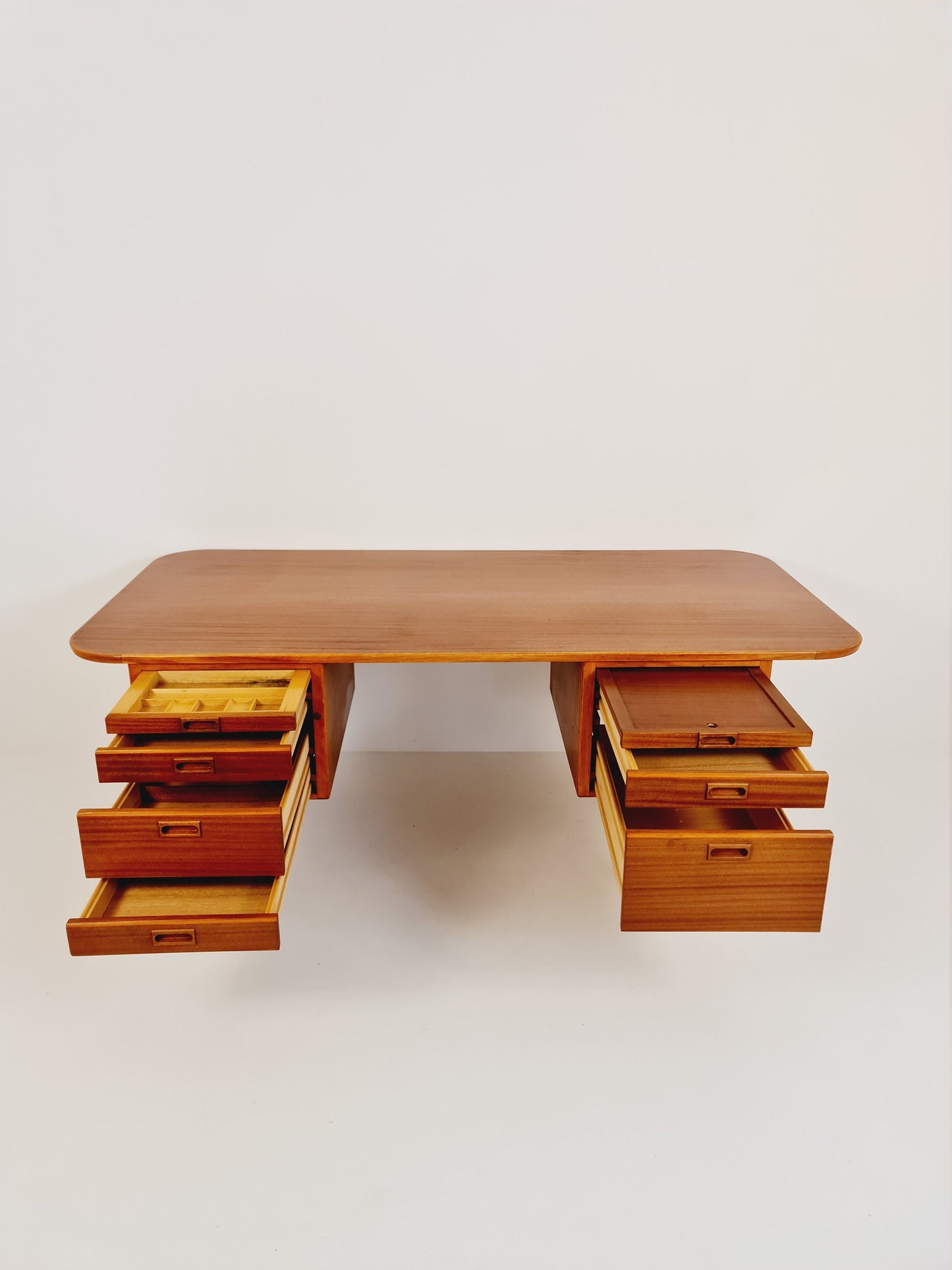 Danish solid mahogany Model Executive Desk by Gunni for Omann jun, 1950s