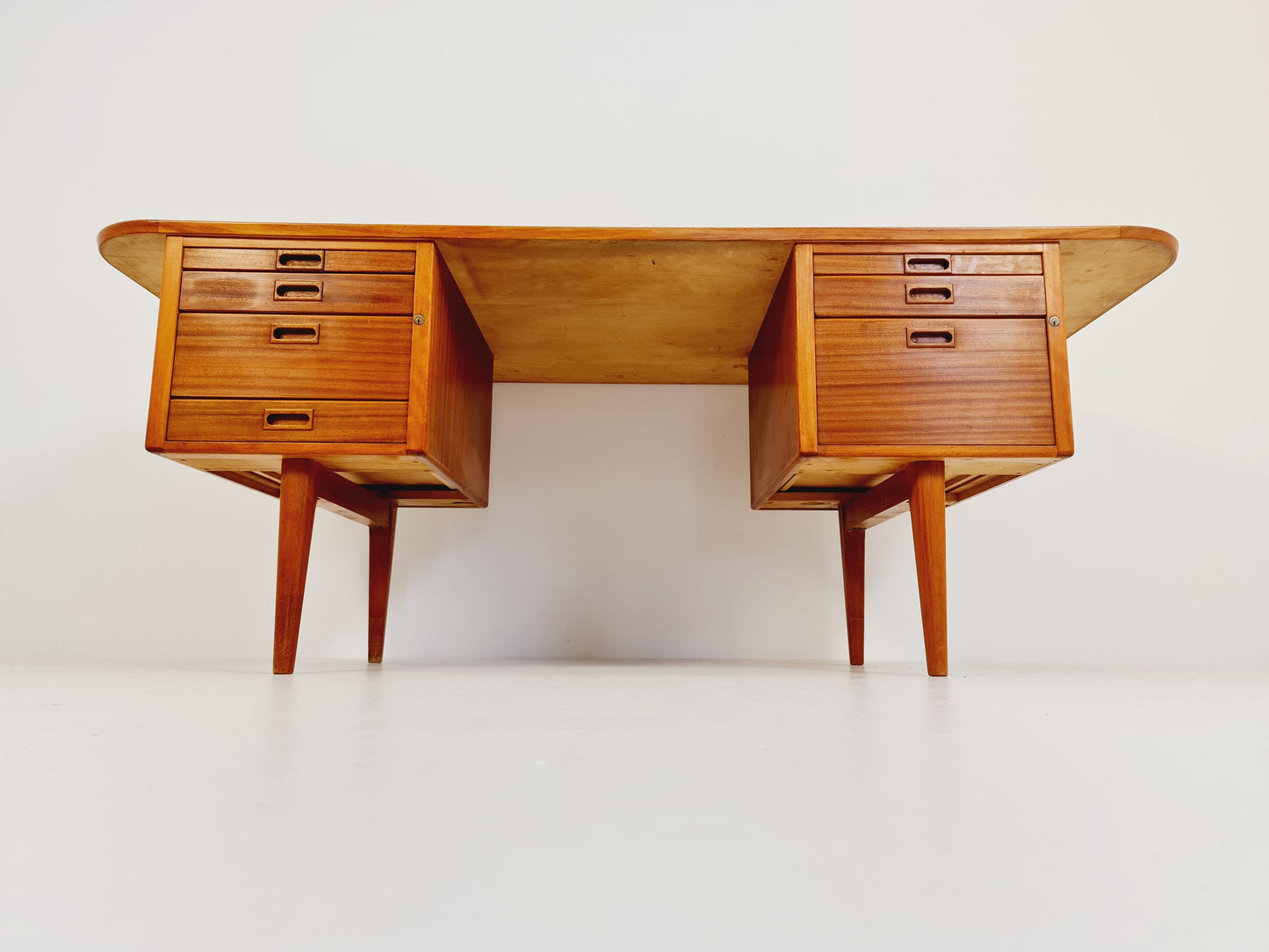 Danish solid mahogany Model Executive Desk by Gunni for Omann jun, 1950s