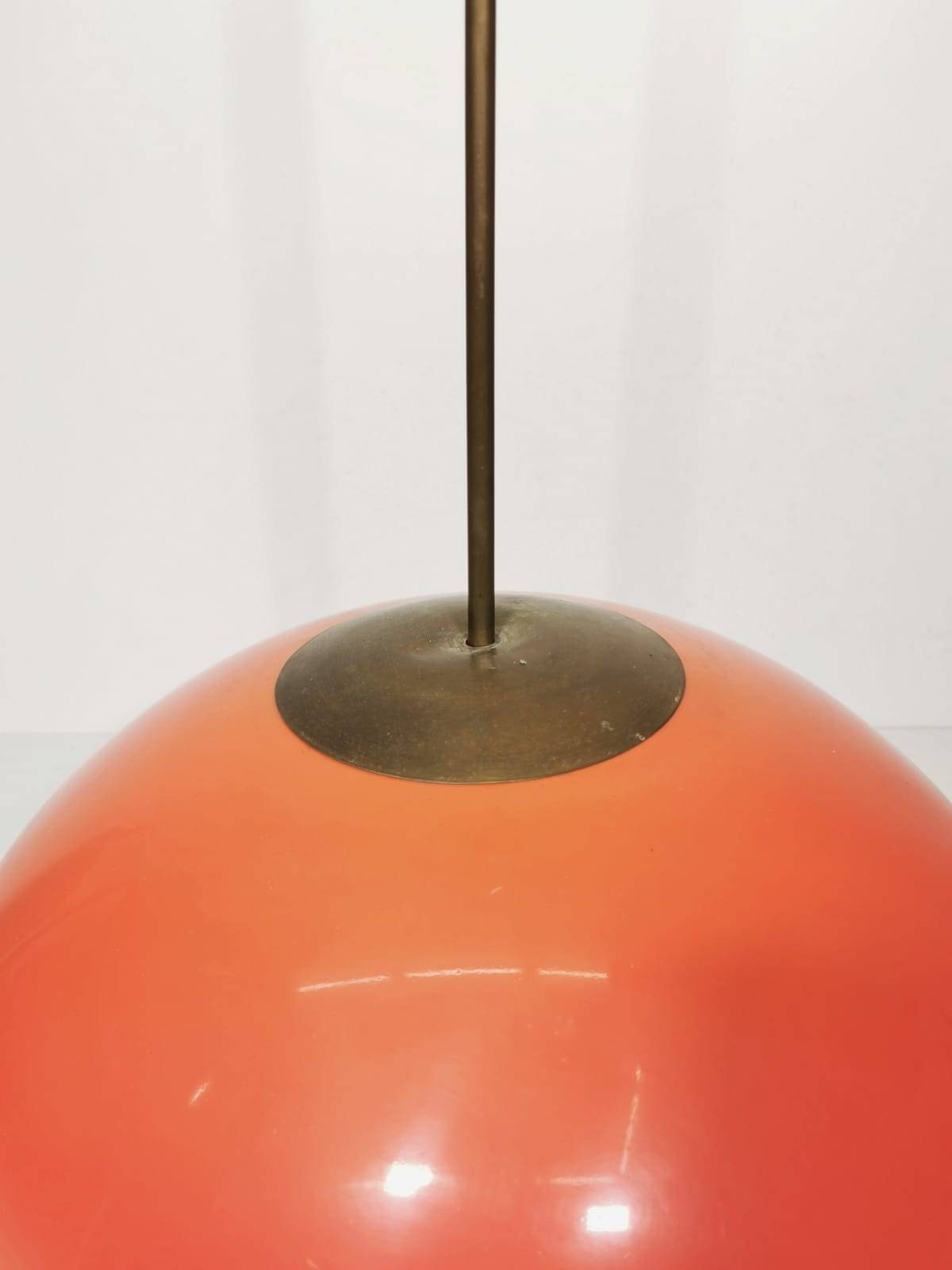 Harvey space age guzzini for meblo orange hanging lamp, 1960s