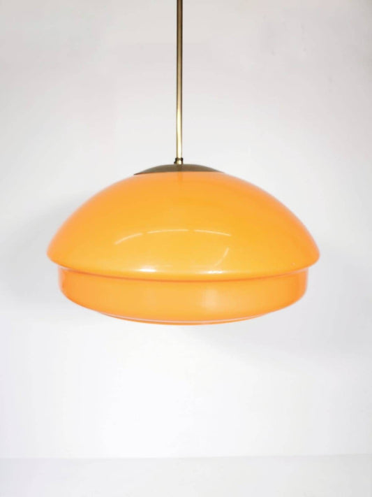 Harvey space age guzzini for meblo orange hanging lamp, 1960s