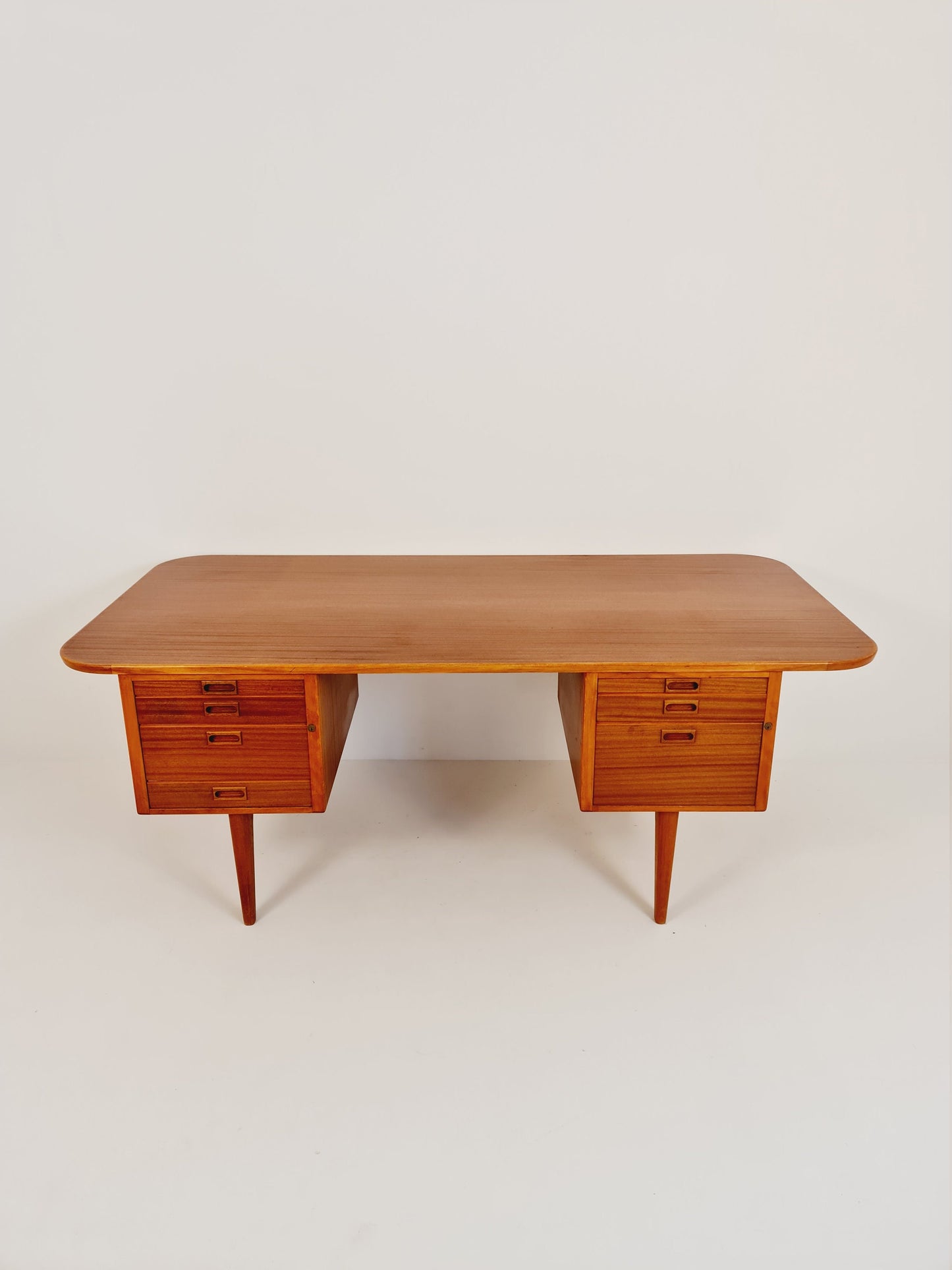 Danish solid mahogany Model Executive Desk by Gunni for Omann jun, 1950s
