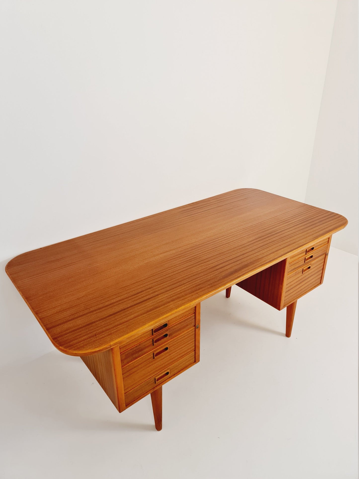 Danish solid mahogany Model Executive Desk by Gunni for Omann jun, 1950s