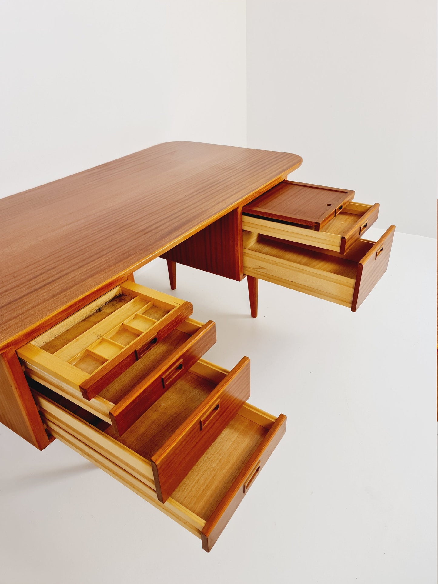 Danish solid mahogany Model Executive Desk by Gunni for Omann jun, 1950s