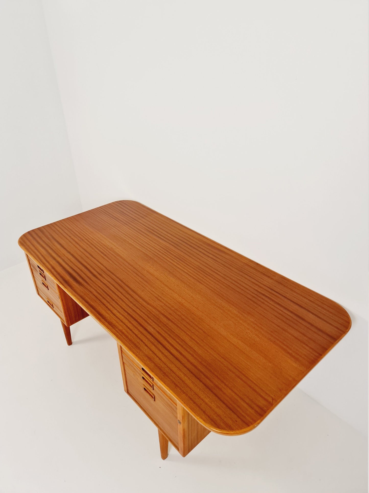 Danish solid mahogany Model Executive Desk by Gunni for Omann jun, 1950s