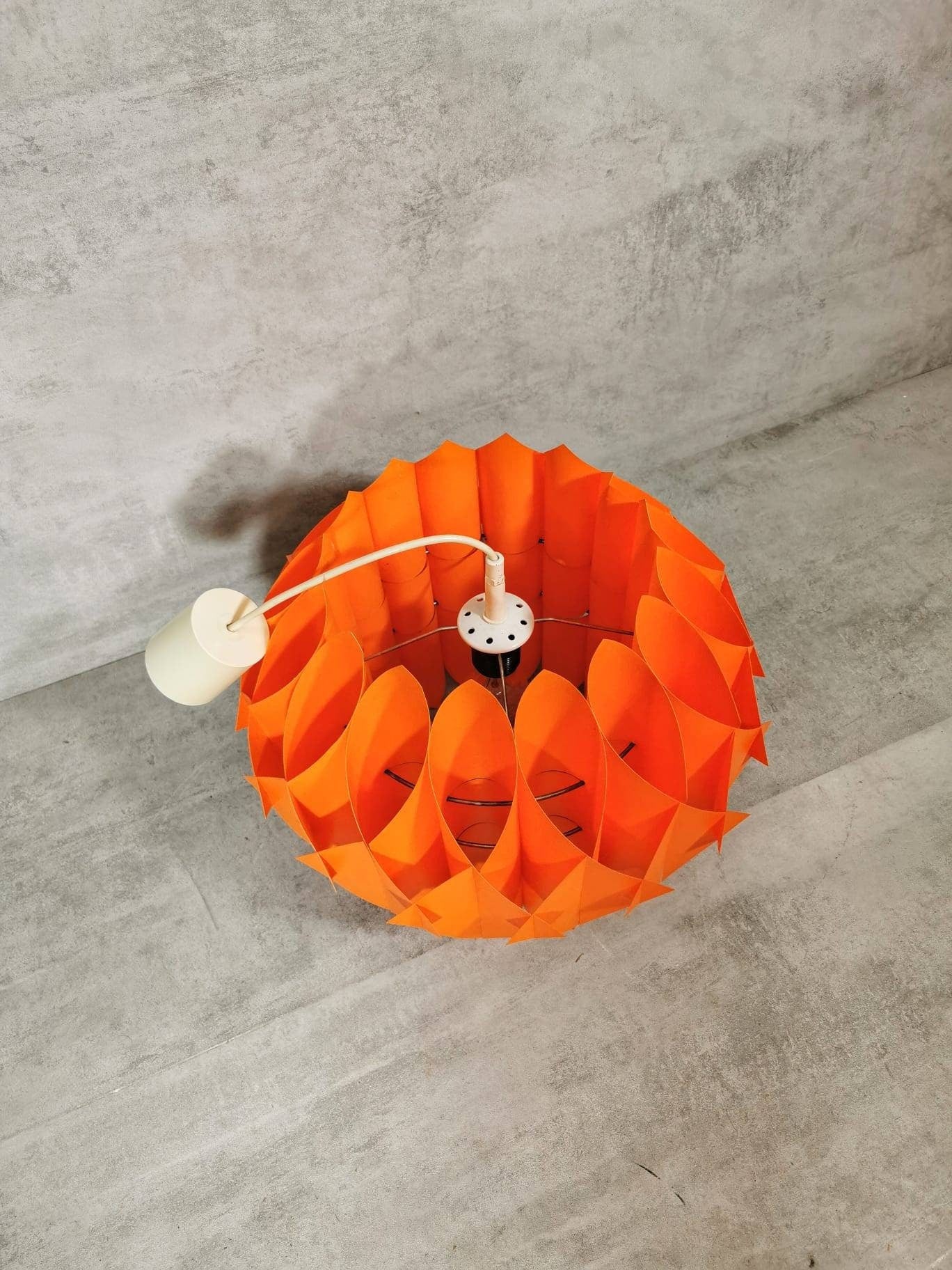 Vintage orange Butterfly xl size Pendant Lamp by Lars Schiøler for Hoyrup, 1960s , Denmark
