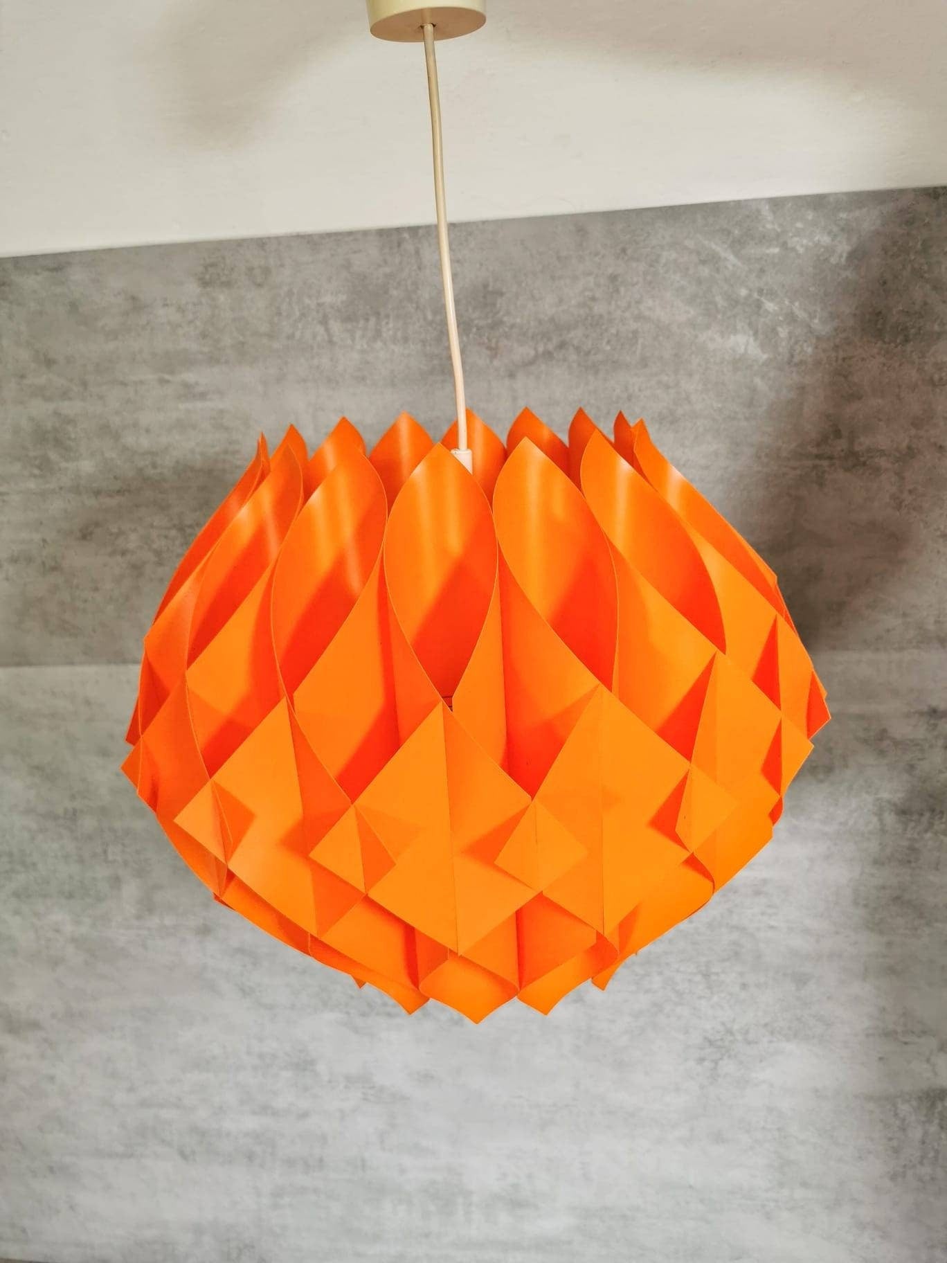 Vintage orange Butterfly xl size Pendant Lamp by Lars Schiøler for Hoyrup, 1960s , Denmark