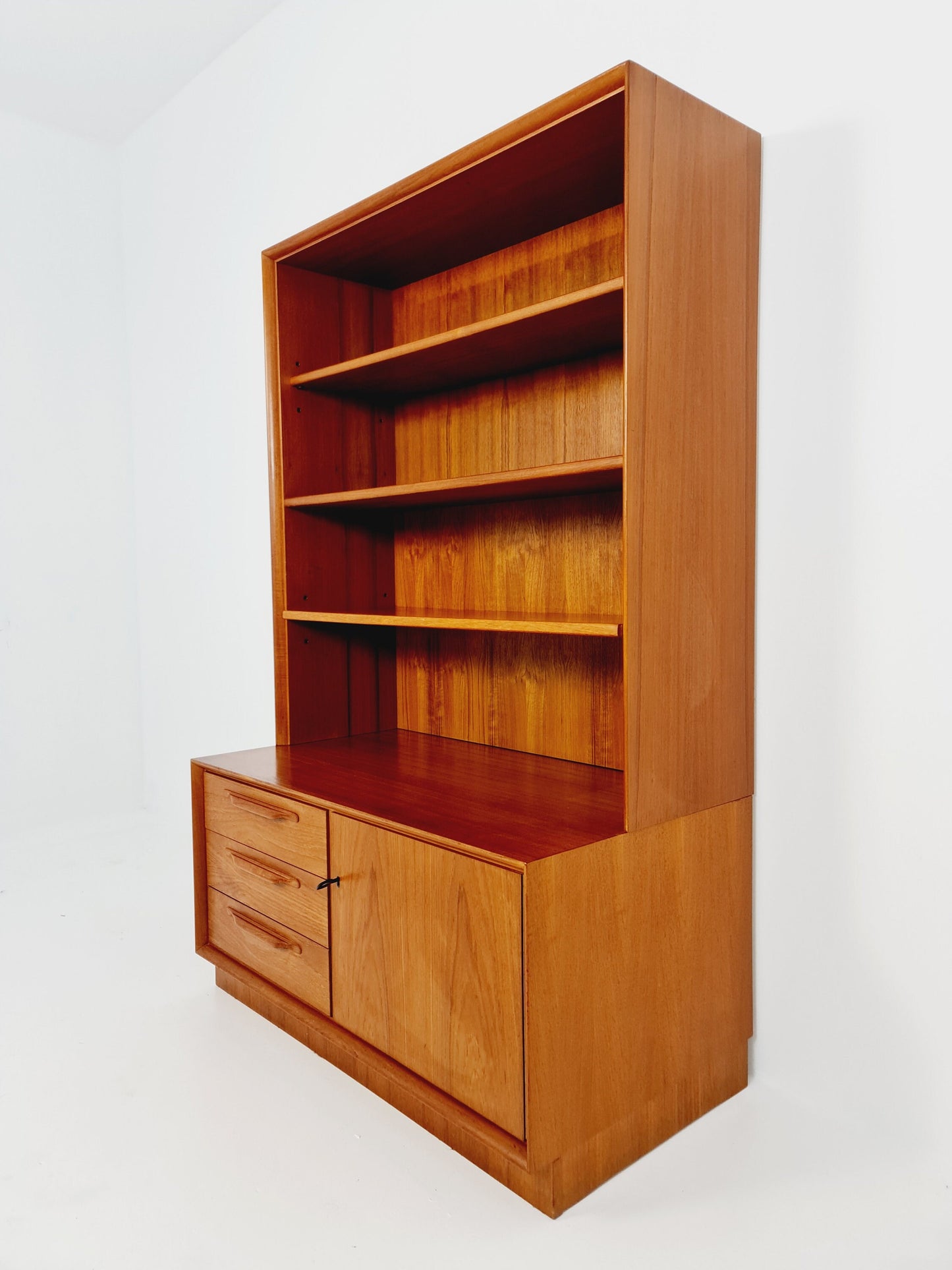 Scandinavian bookshelf with chest of cabinet teak veneer from the 60s by Strobeck Danish design