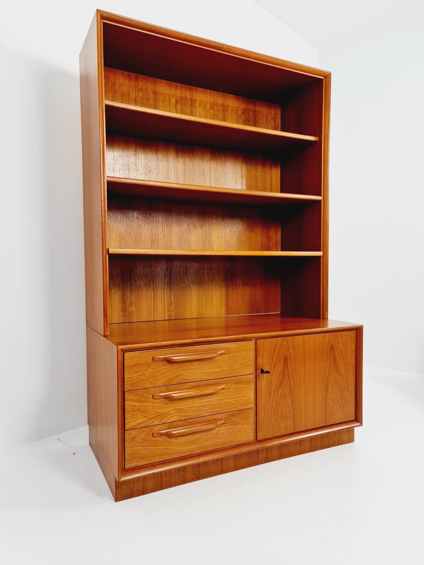 Scandinavian bookshelf with chest of cabinet teak veneer from the 60s by Strobeck Danish design