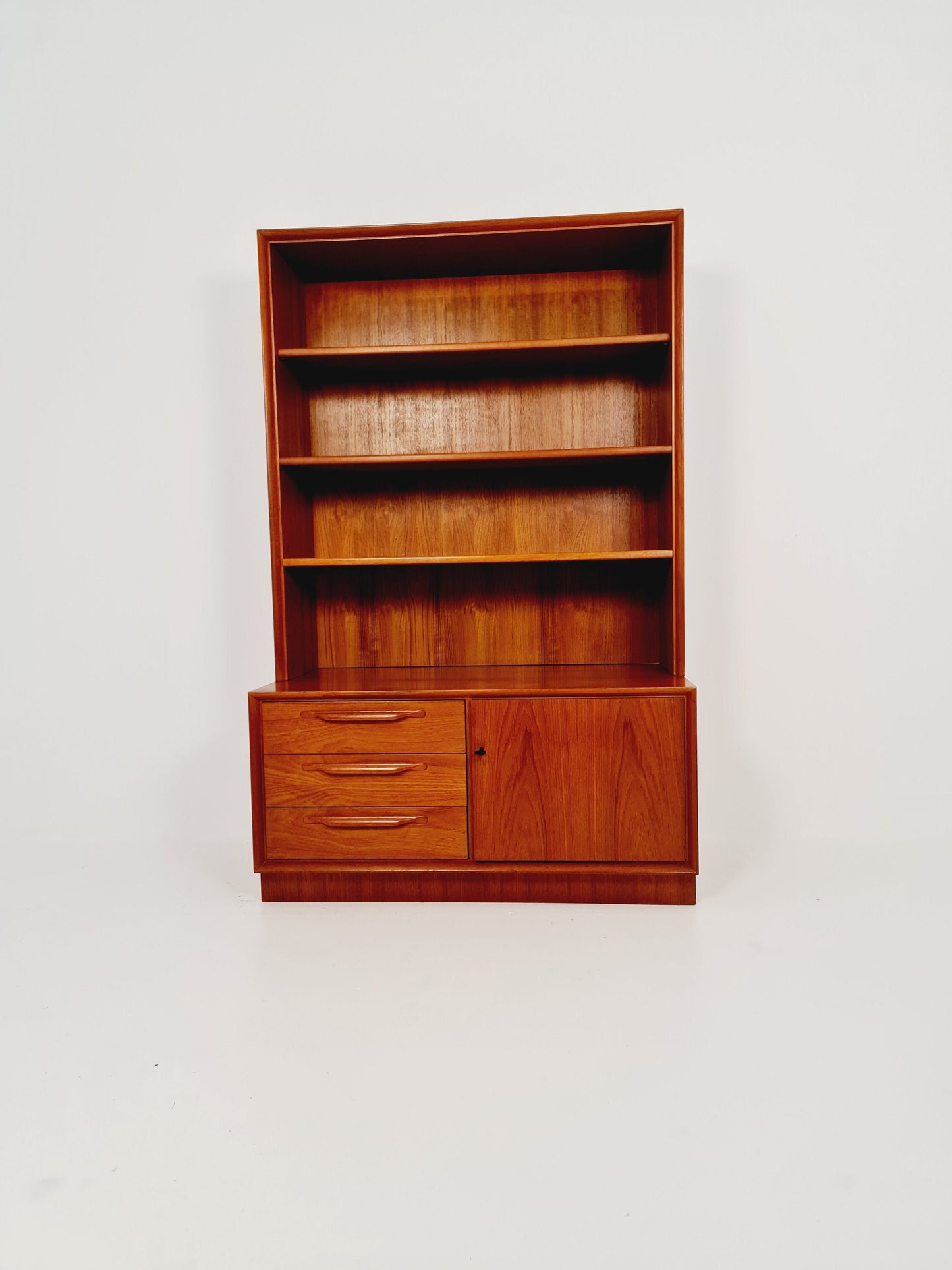 Scandinavian bookshelf with chest of cabinet teak veneer from the 60s by Strobeck Danish design