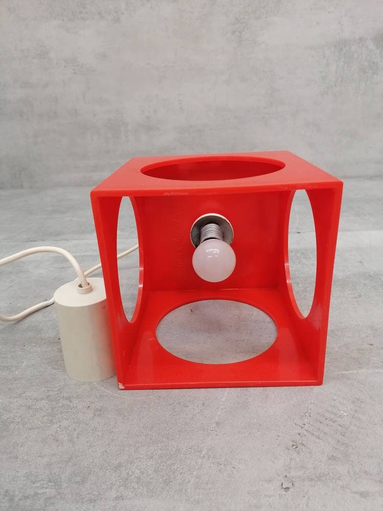 Space Age orange Cube Pendant Lamp by Richard Essig, Type 4022