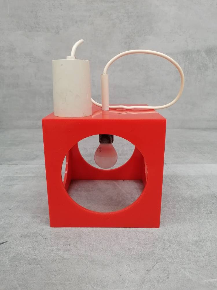 Space Age orange Cube Pendant Lamp by Richard Essig, Type 4022