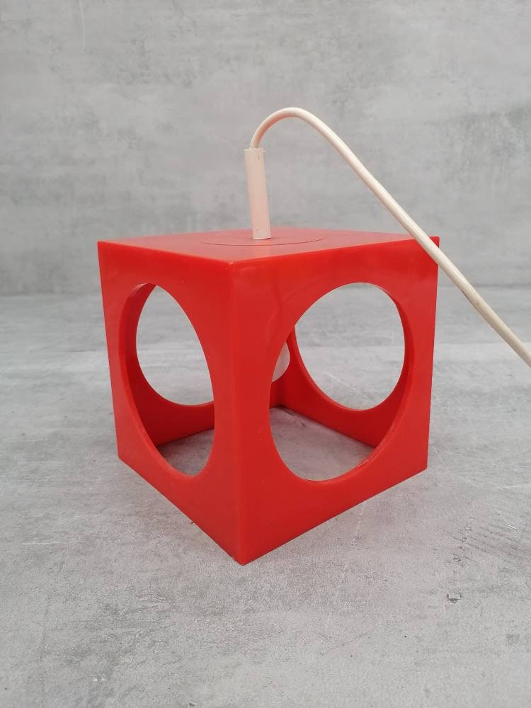 Space Age orange Cube Pendant Lamp by Richard Essig, Type 4022