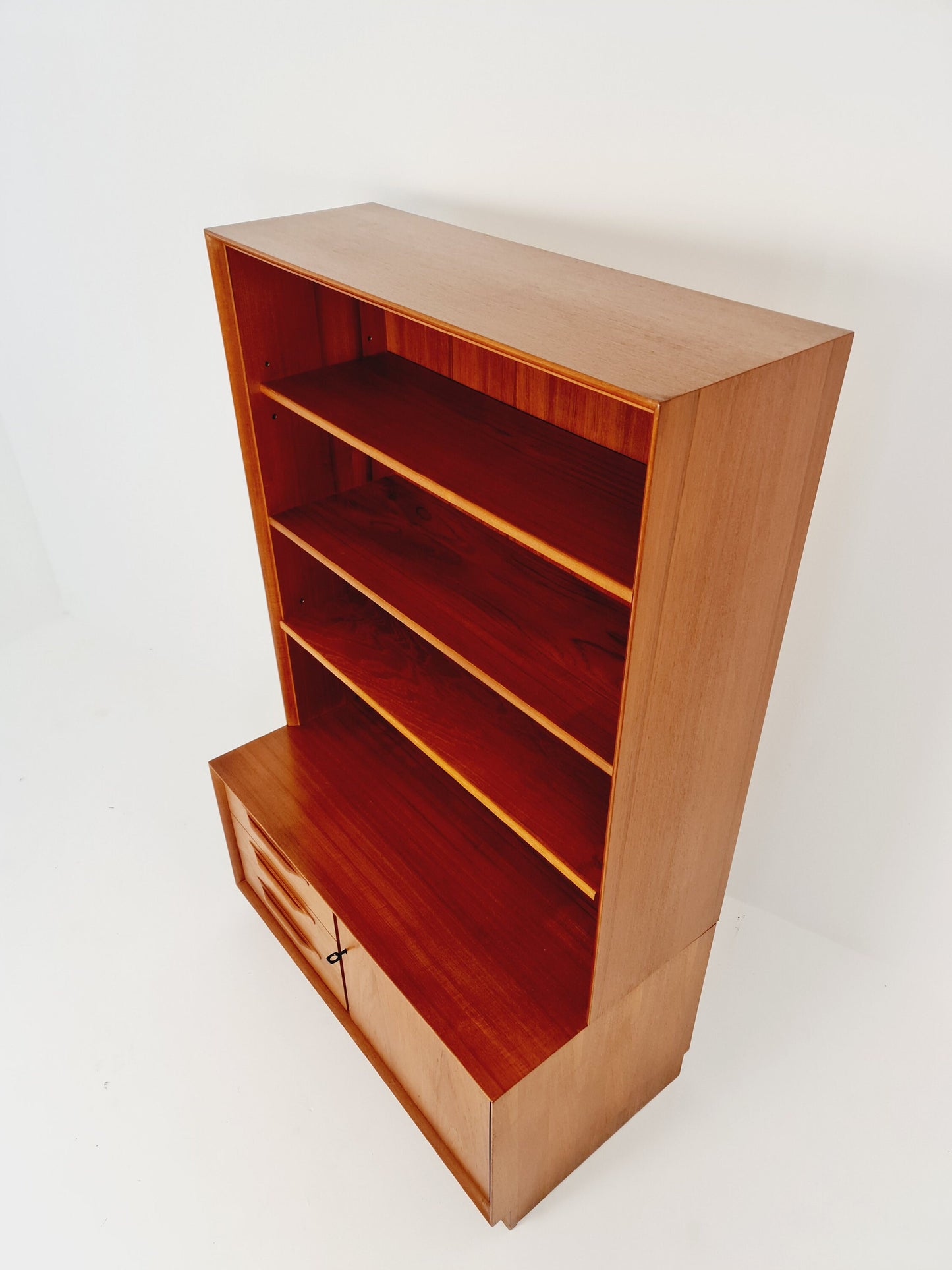 Scandinavian bookshelf with chest of cabinet teak veneer from the 60s by Strobeck Danish design