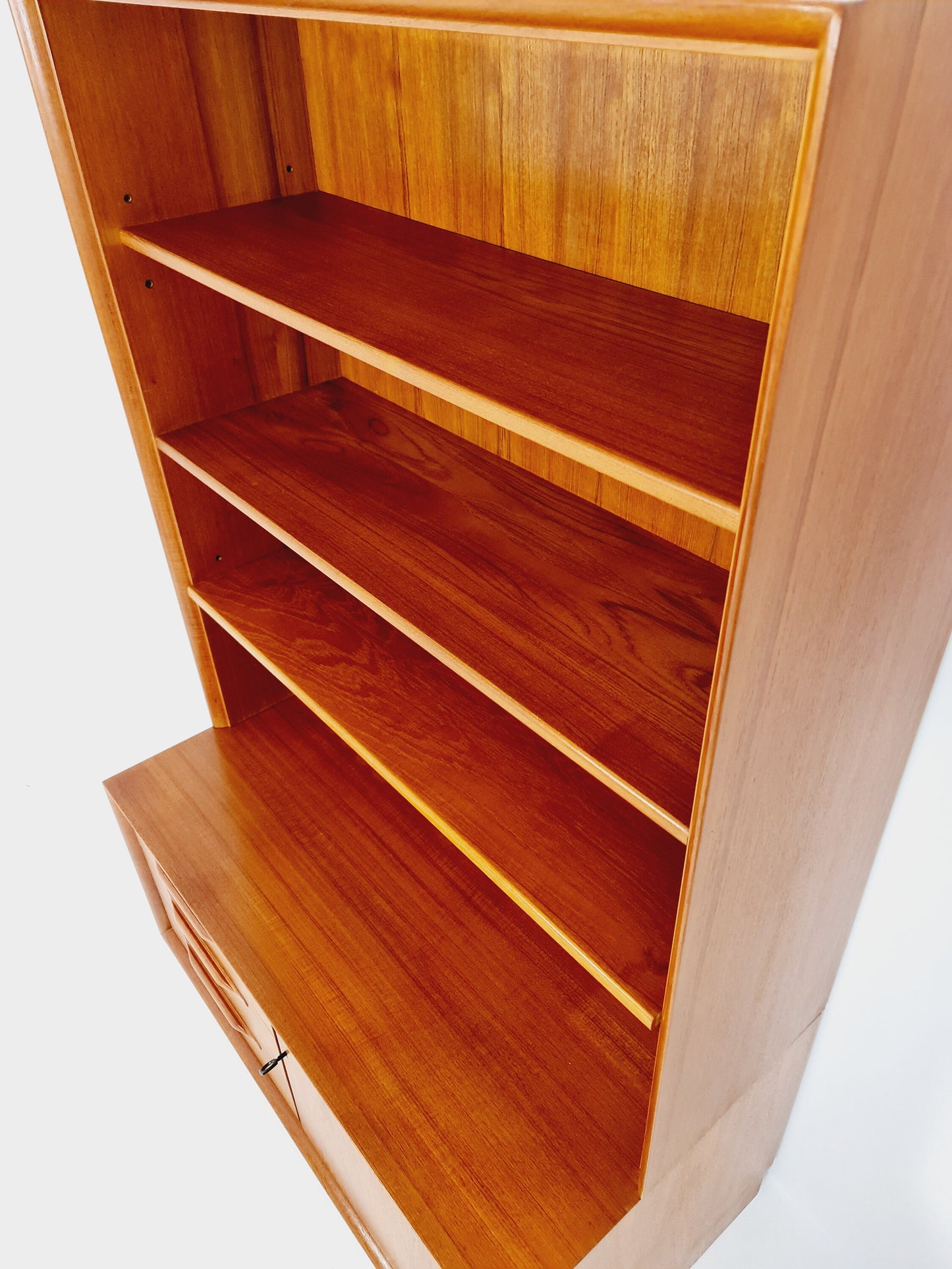Scandinavian bookshelf with chest of cabinet teak veneer from the 60s by Strobeck Danish design