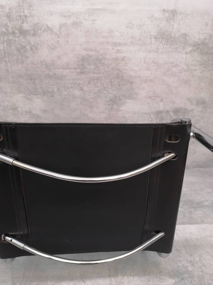 1 von 2 Vintage Model S34 black Saddle Leather Dining Chairs by Mart Stam & Marcel Breuer 1980s