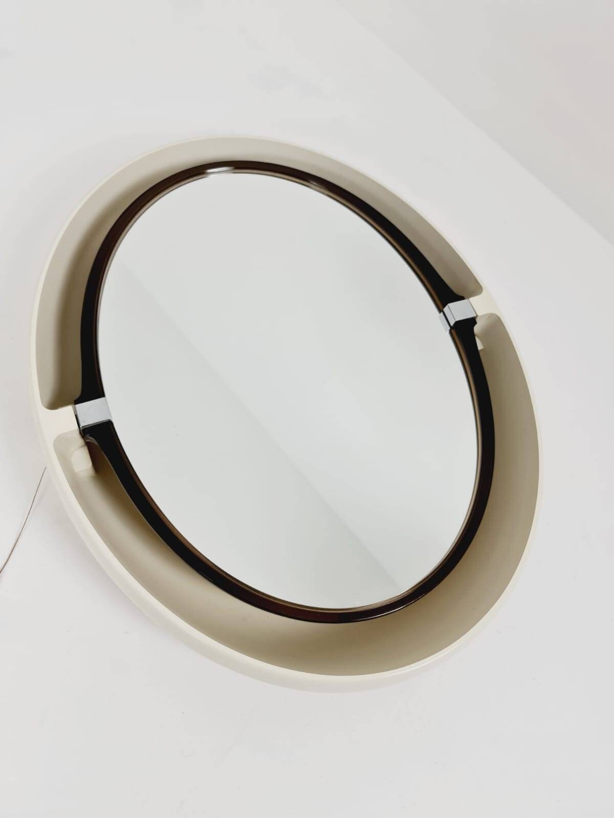 Allibert A136 vintage Mirror titiling Backlit space age design , france .1970s