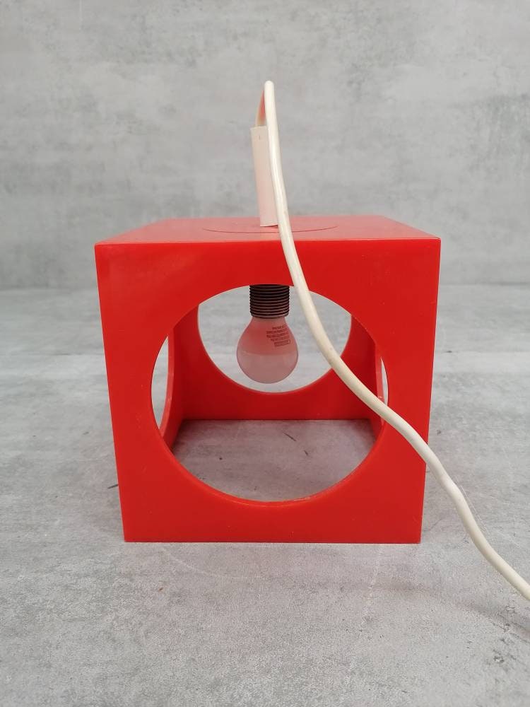 Space Age orange Cube Pendant Lamp by Richard Essig, Type 4022