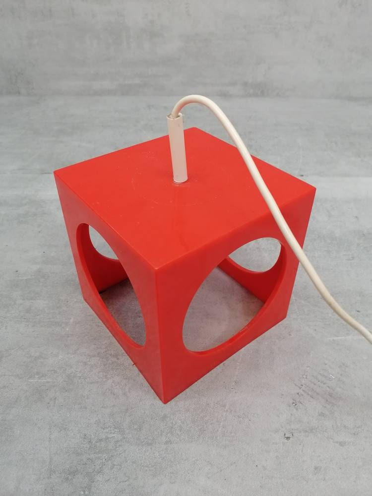 Space Age orange Cube Pendant Lamp by Richard Essig, Type 4022