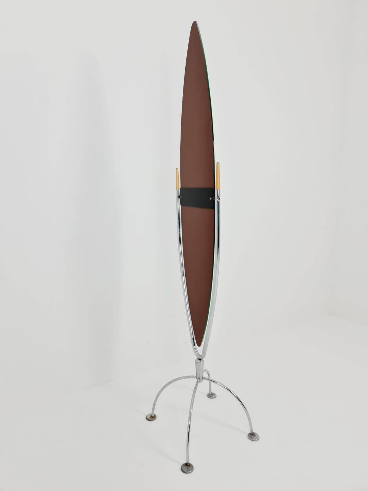 Mid_Century Cheval bauhaus Mirror Italian Metal spider base , 1960s