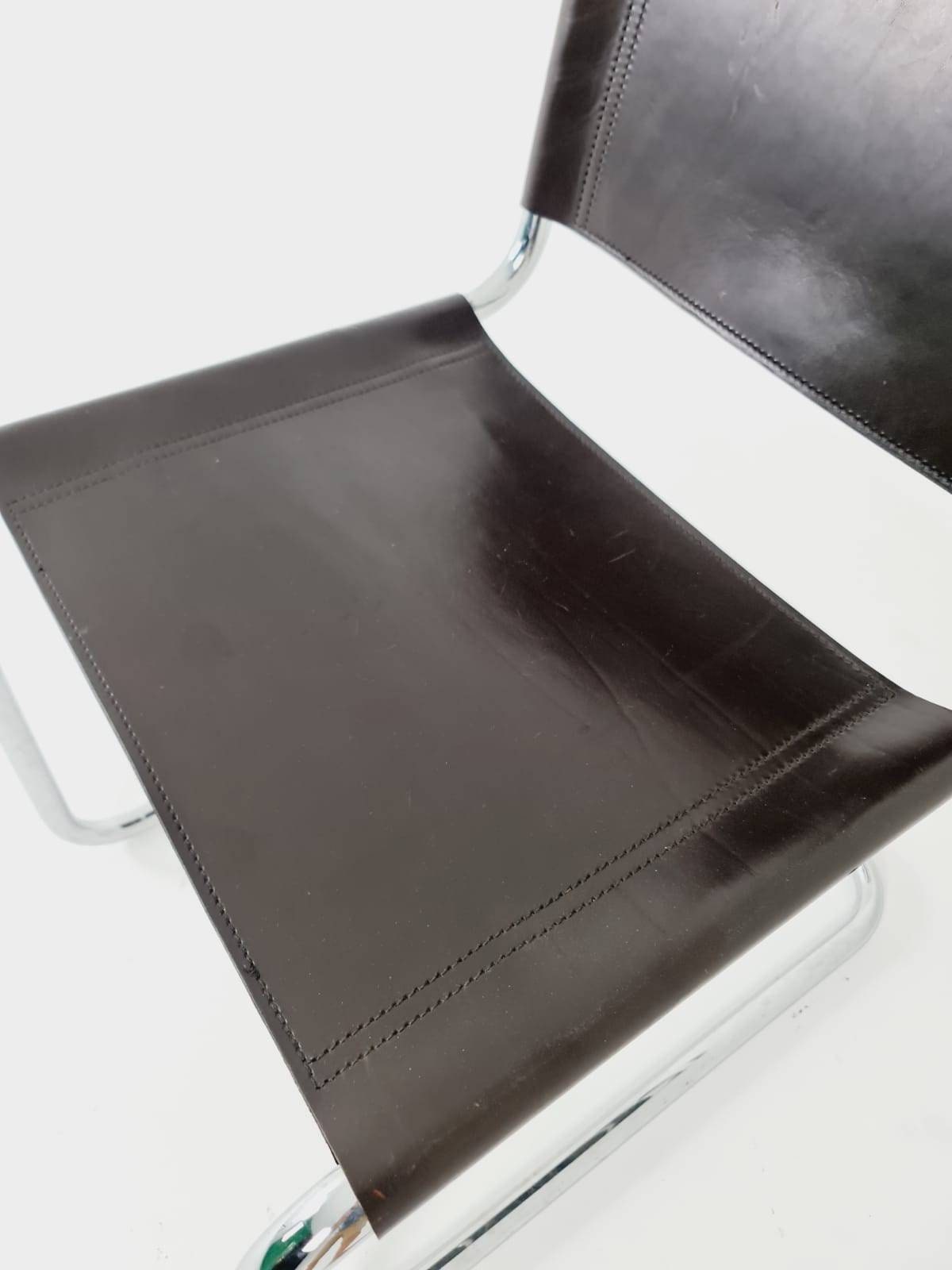 1 of 2 Mid-Century brown Vintage S33 dark brown chair from Mart Stam by Fasem Italy 1980er