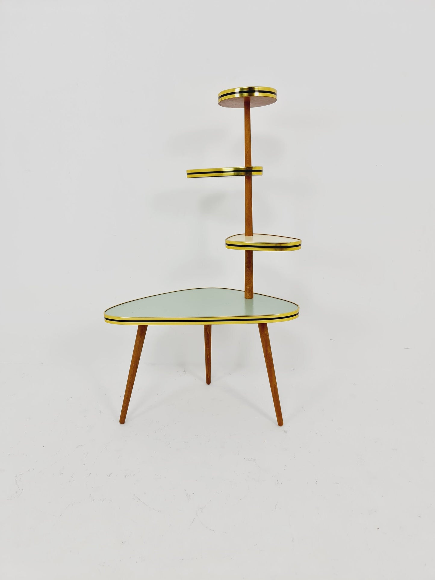 1950s German Plant Stand, Colorful Vintage Mid-Century Minimalist Indoor Plant Stand Side Table Retro flower table