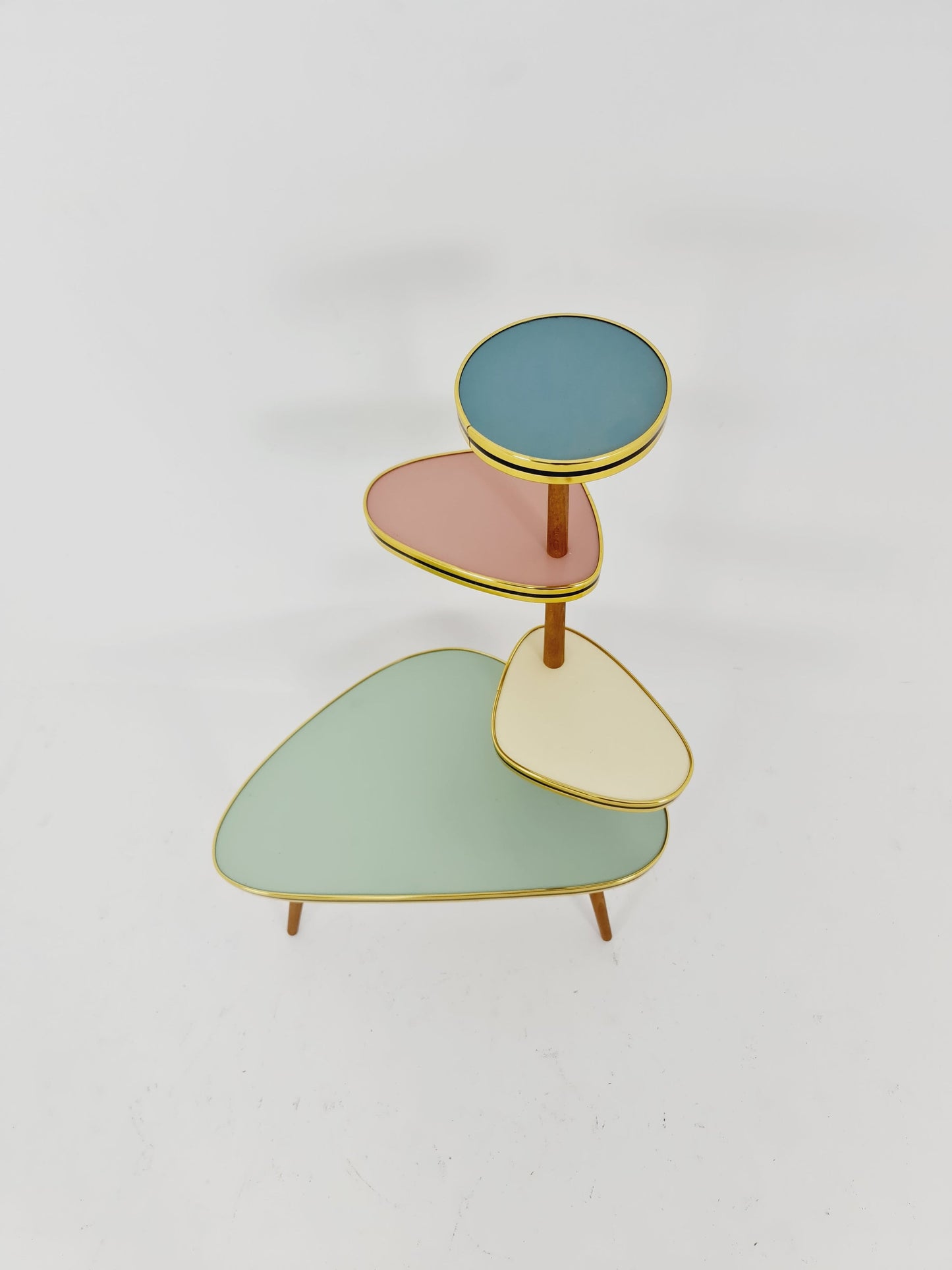 1950s German Plant Stand, Colorful Vintage Mid-Century Minimalist Indoor Plant Stand Side Table Retro flower table