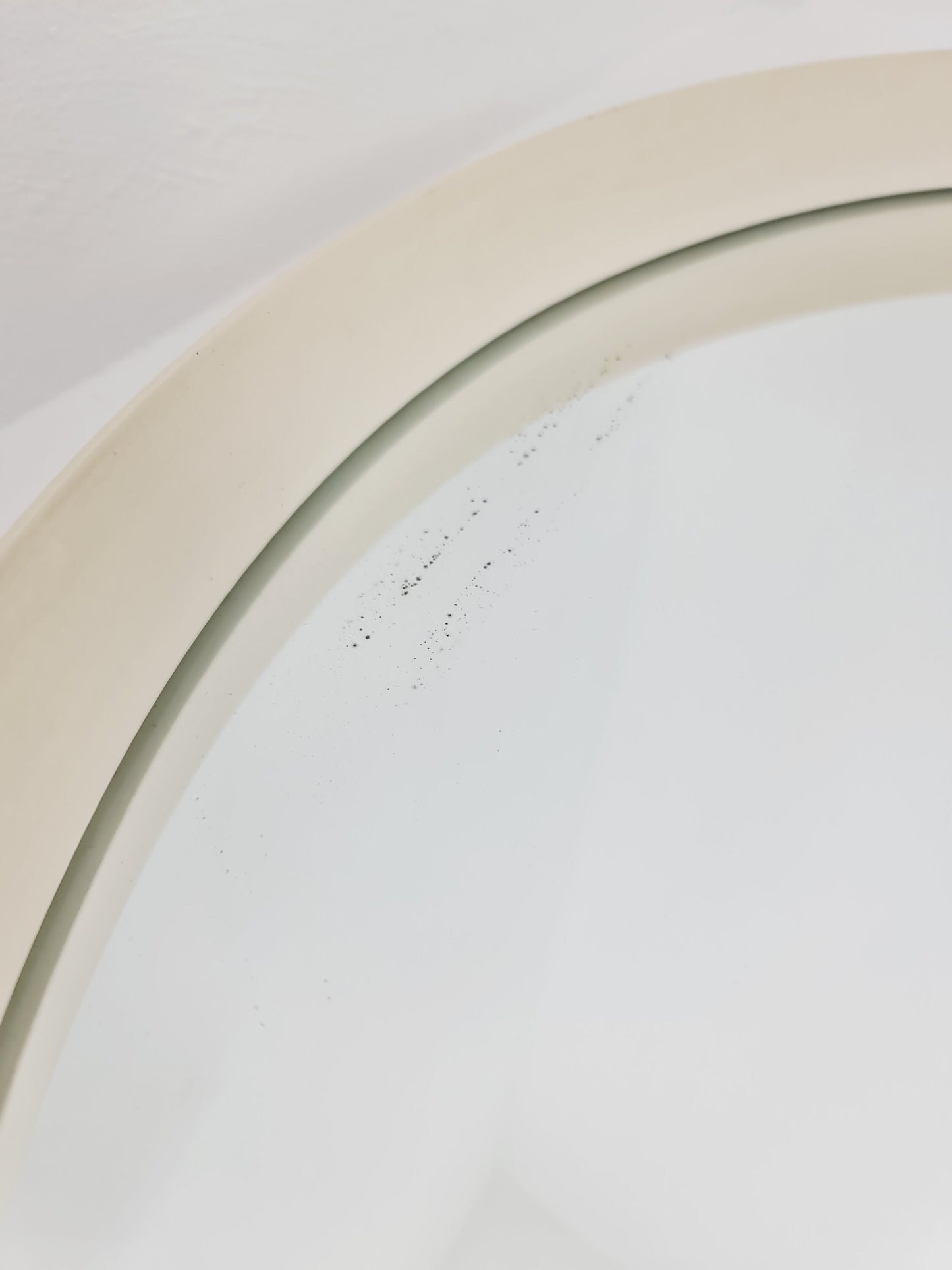 Round space age retro plastic white mirror By Schönbuch, 1970s